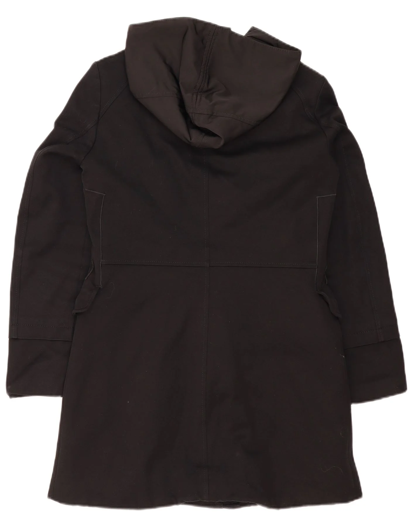 PEUTEREY Womens Hooded Overcoat IT 42 Medium Black Cotton - Image 2