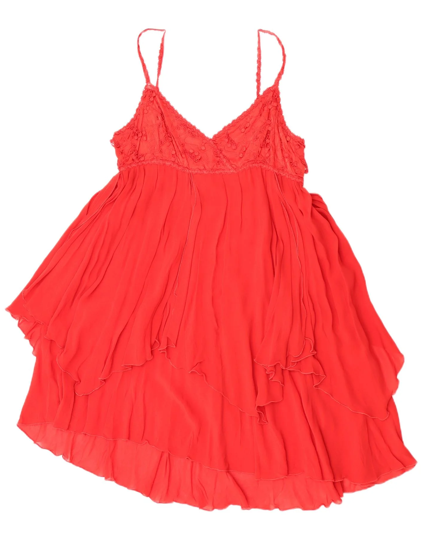 Pezzi Pazzi Womens Sleeveless Tiered Dress UK 12 Medium Red Viscose