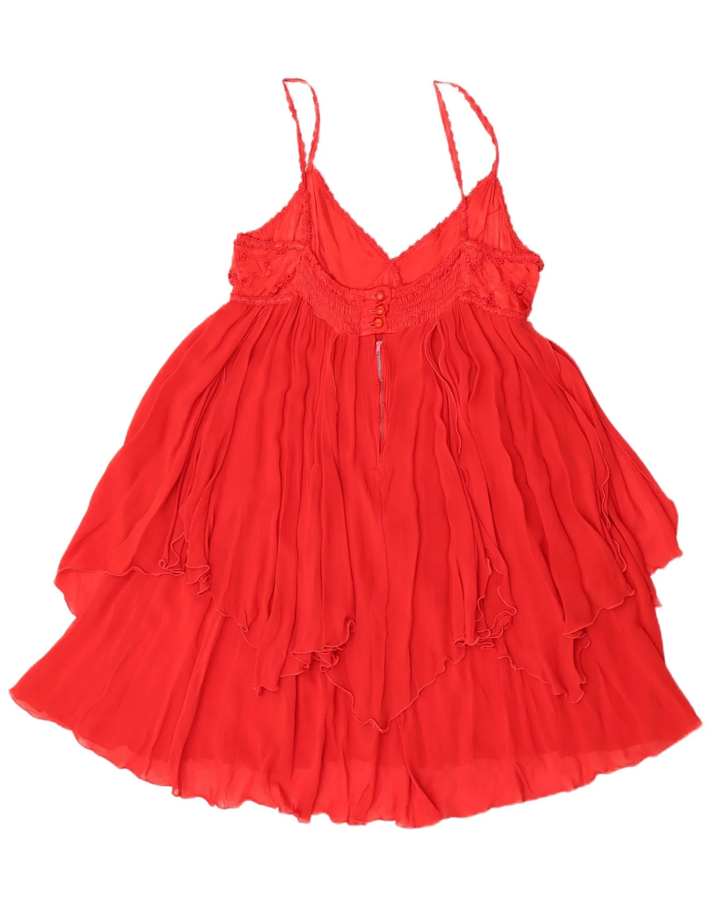 Pezzi Pazzi Womens Sleeveless Tiered Dress UK 12 Medium Red Viscose - Image 2