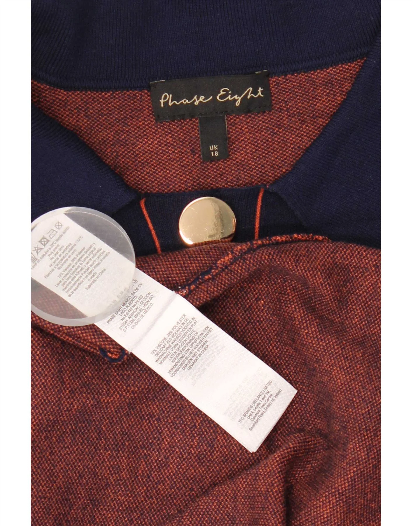Phase Eight Womens 3/4 Sleeve A-Line Dress UK 18 XL Navy Blue Viscose - Image 3