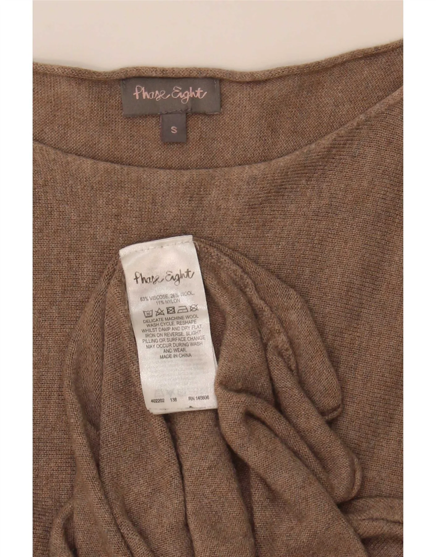 Phase Eight Womens 3/4 Sleeve Boat Neck Jumper Sweater UK 10 Small Brown - Image 3