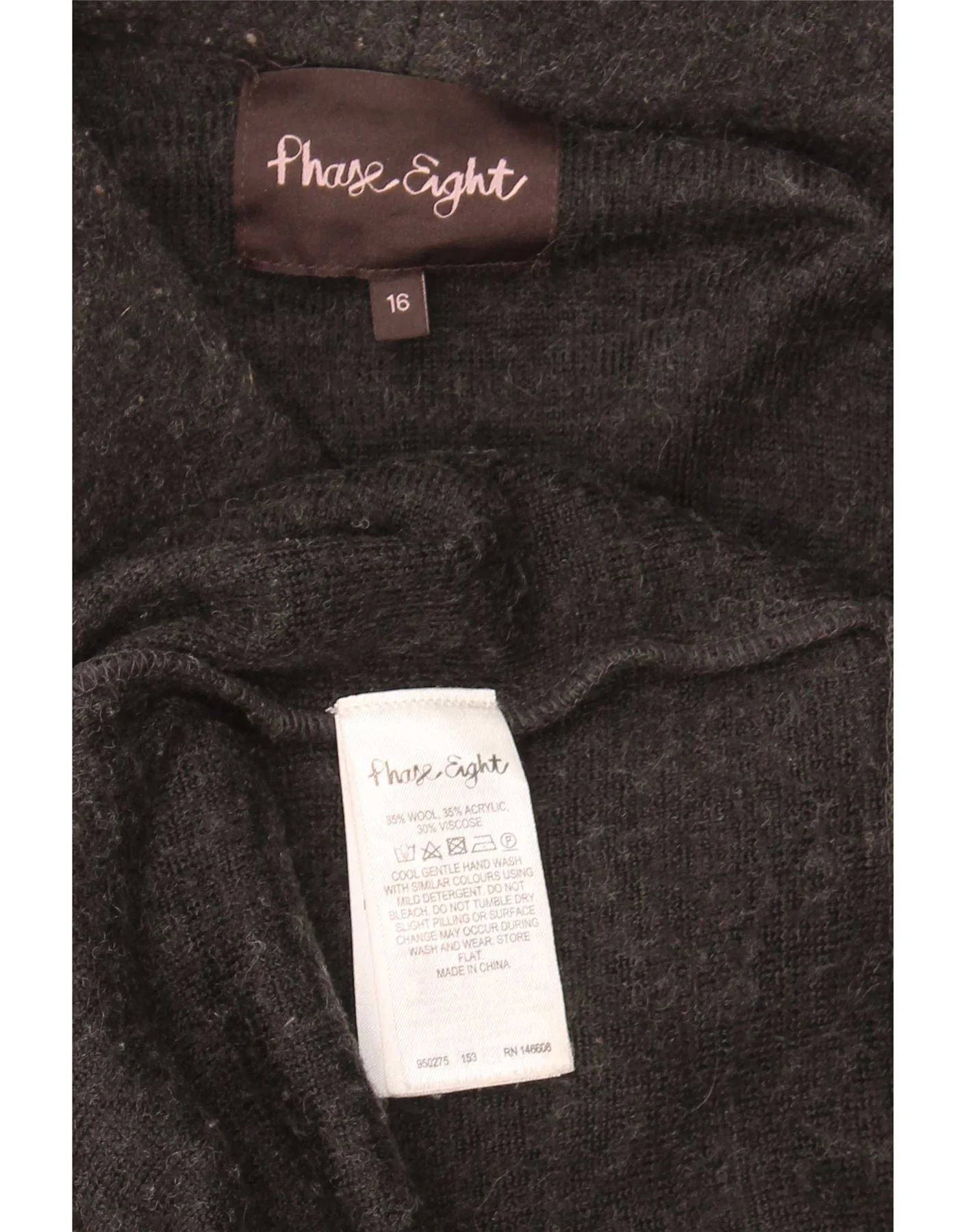 Phase Eight Womens Longline Cardigan Sweater UK 16 Large Black Wool - Image 3