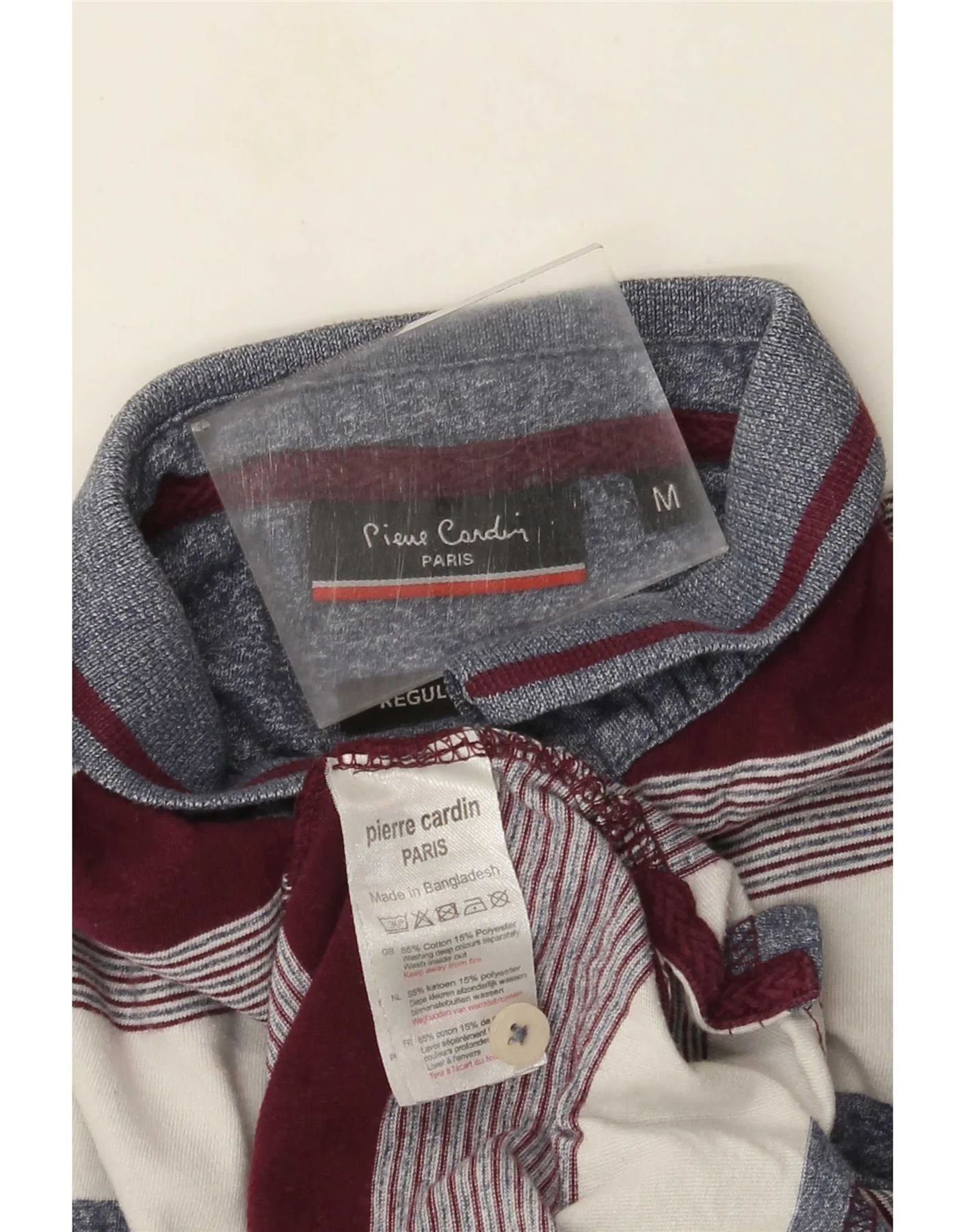 Pierre Cardin Mens Polo Shirt Medium Multicoloured Striped Cotton - Image 4