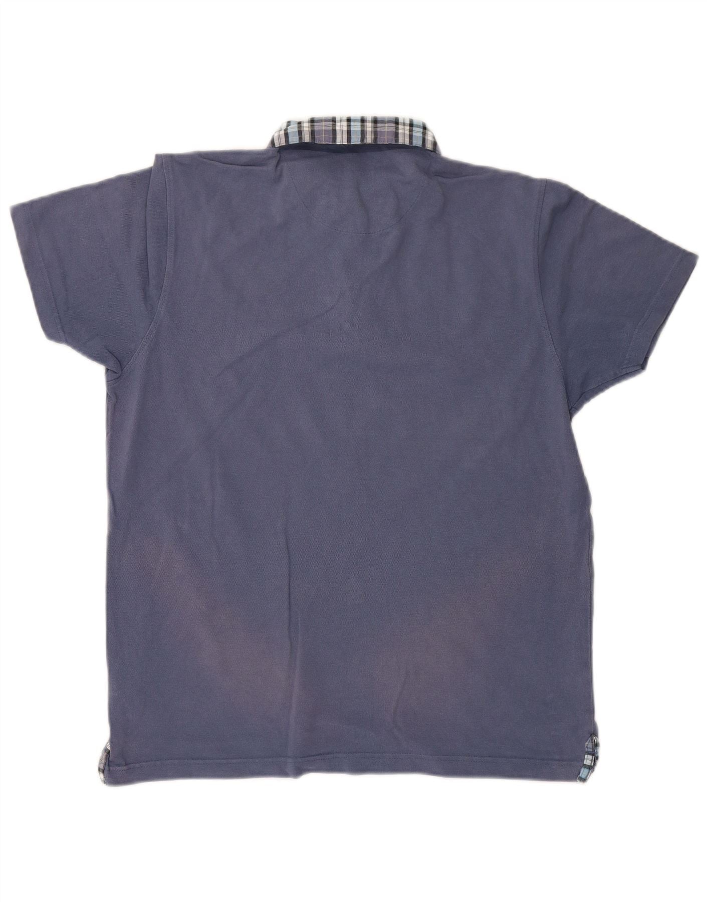 Pierre Cardin Mens Regular Fit Polo Shirt Large Blue Check Cotton - Image 2
