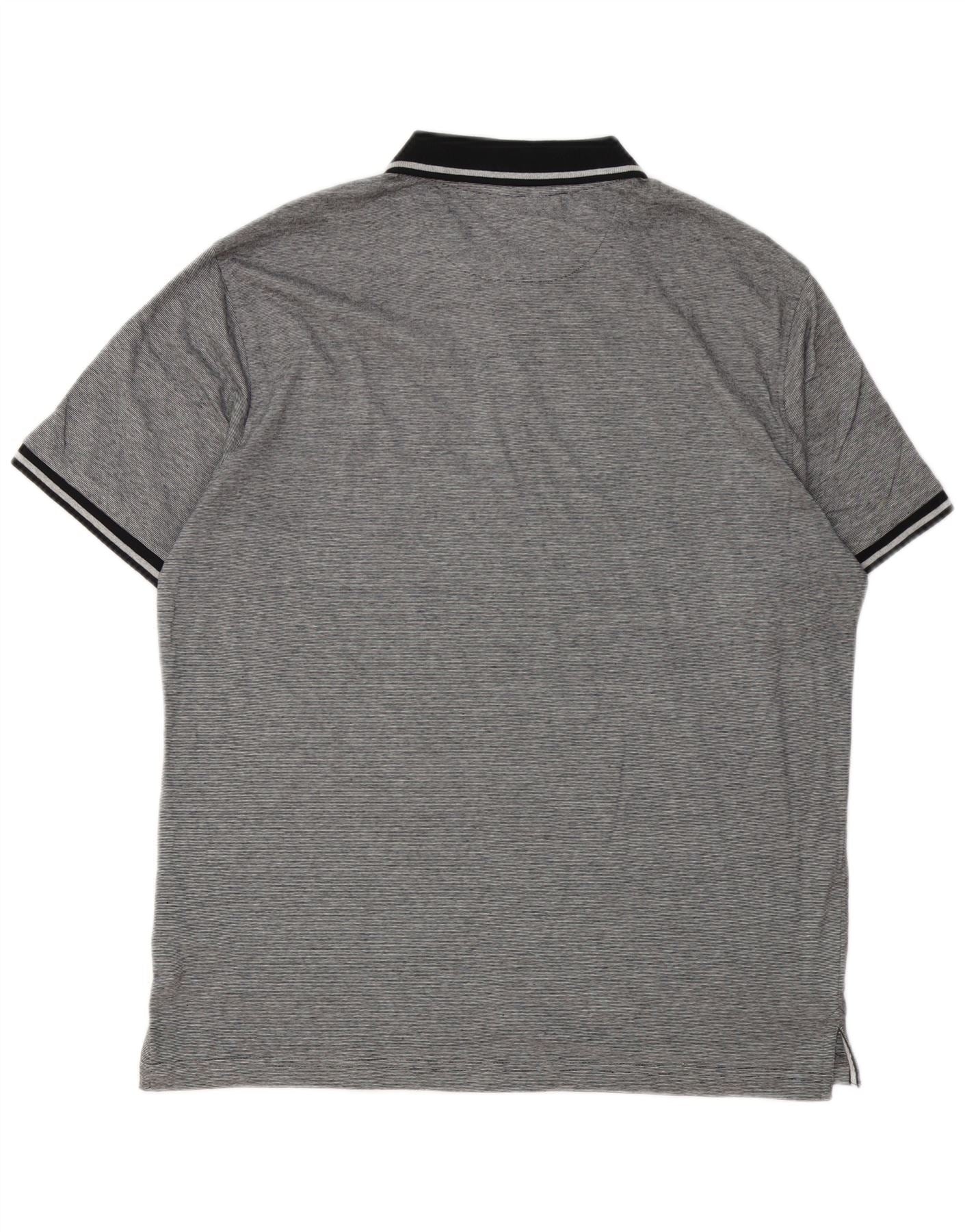 Pierre Cardin Mens Regular Fit Polo Shirt Large Grey Pinstripe Cotton - Image 2