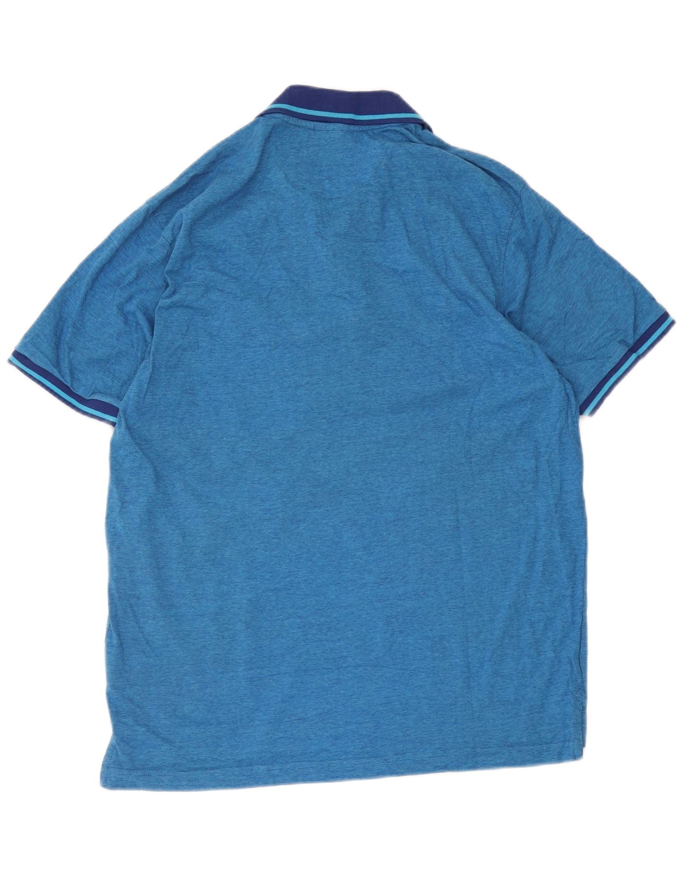 Pierre Cardin Mens Regular Fit Polo Shirt XL Blue Pinstripe Cotton - Image 2