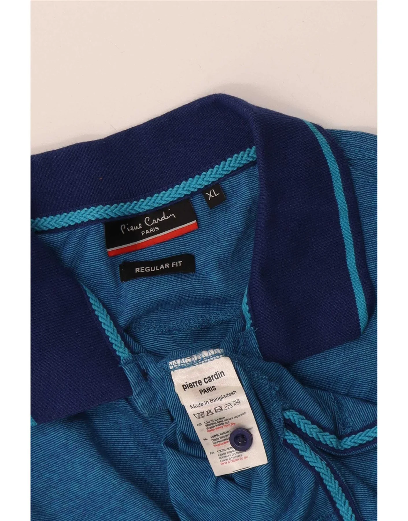 Pierre Cardin Mens Regular Fit Polo Shirt XL Blue Pinstripe Cotton - Image 3