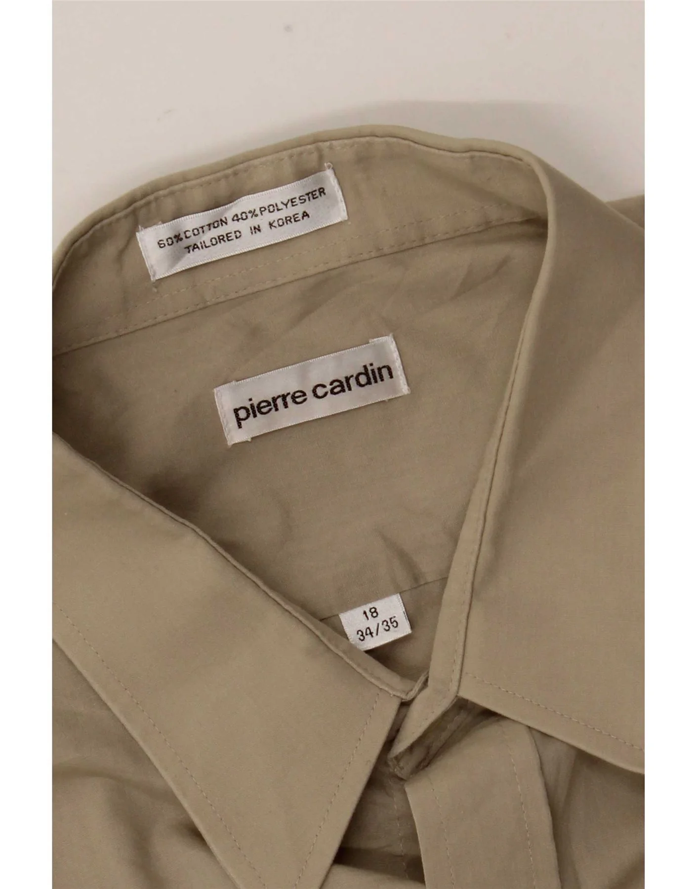Pierre Cardin Mens Shirt Size 18 XL Beige Cotton - Image 3