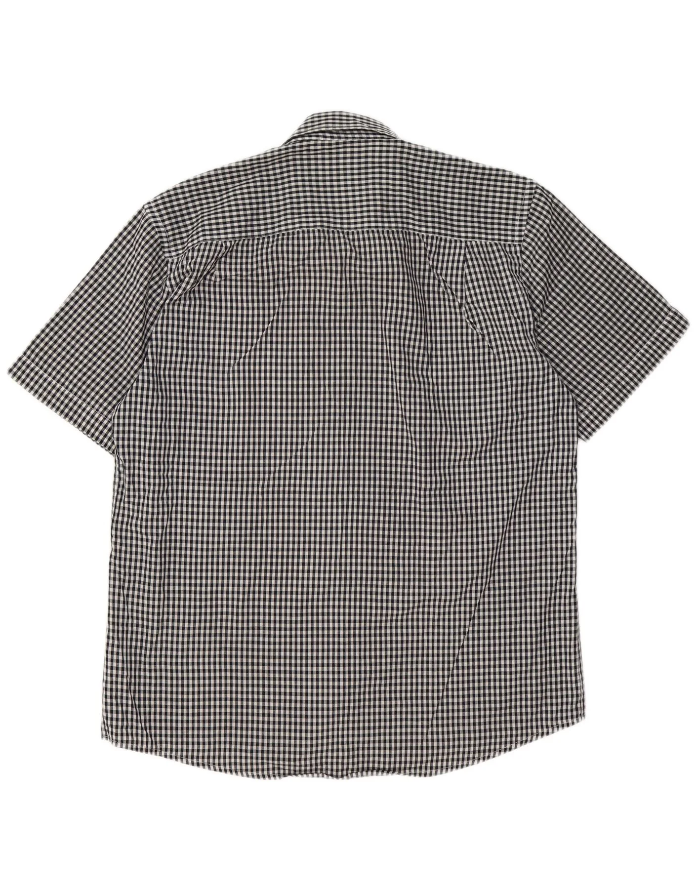 Pierre Cardin Mens Short Sleeve Regular Fit Shirt XL Black Gingham - Image 2