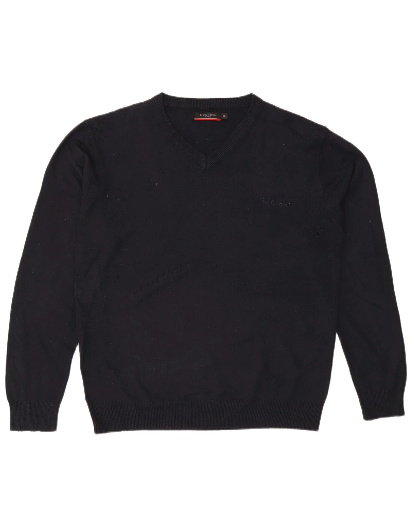 Pierre Cardin Mens V-Neck Jumper Sweater XL Navy Blue Acrylic