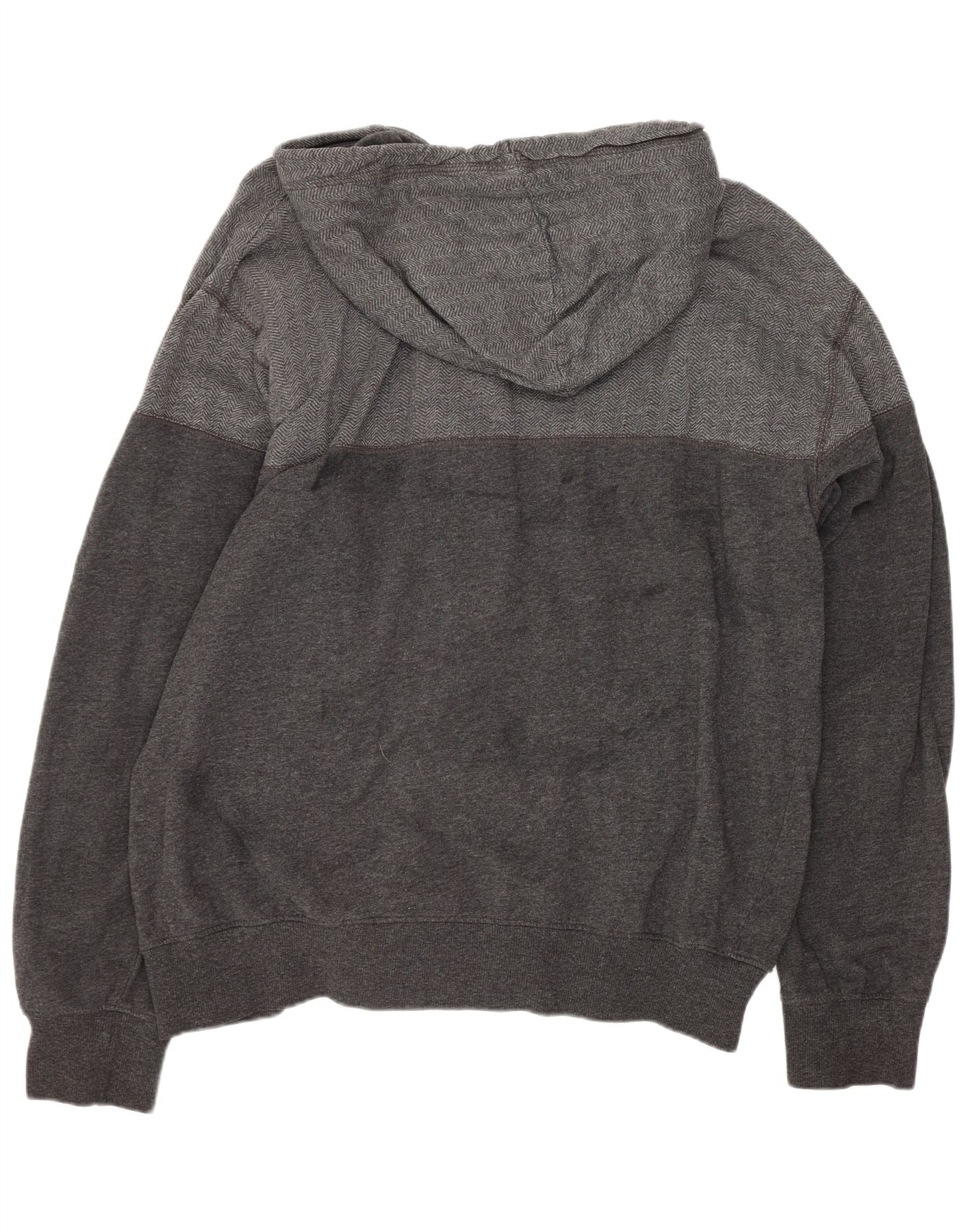 Pierre Cardin Mens Zip Hoodie Sweater 2XL Grey Herringbone Cotton - Image 2
