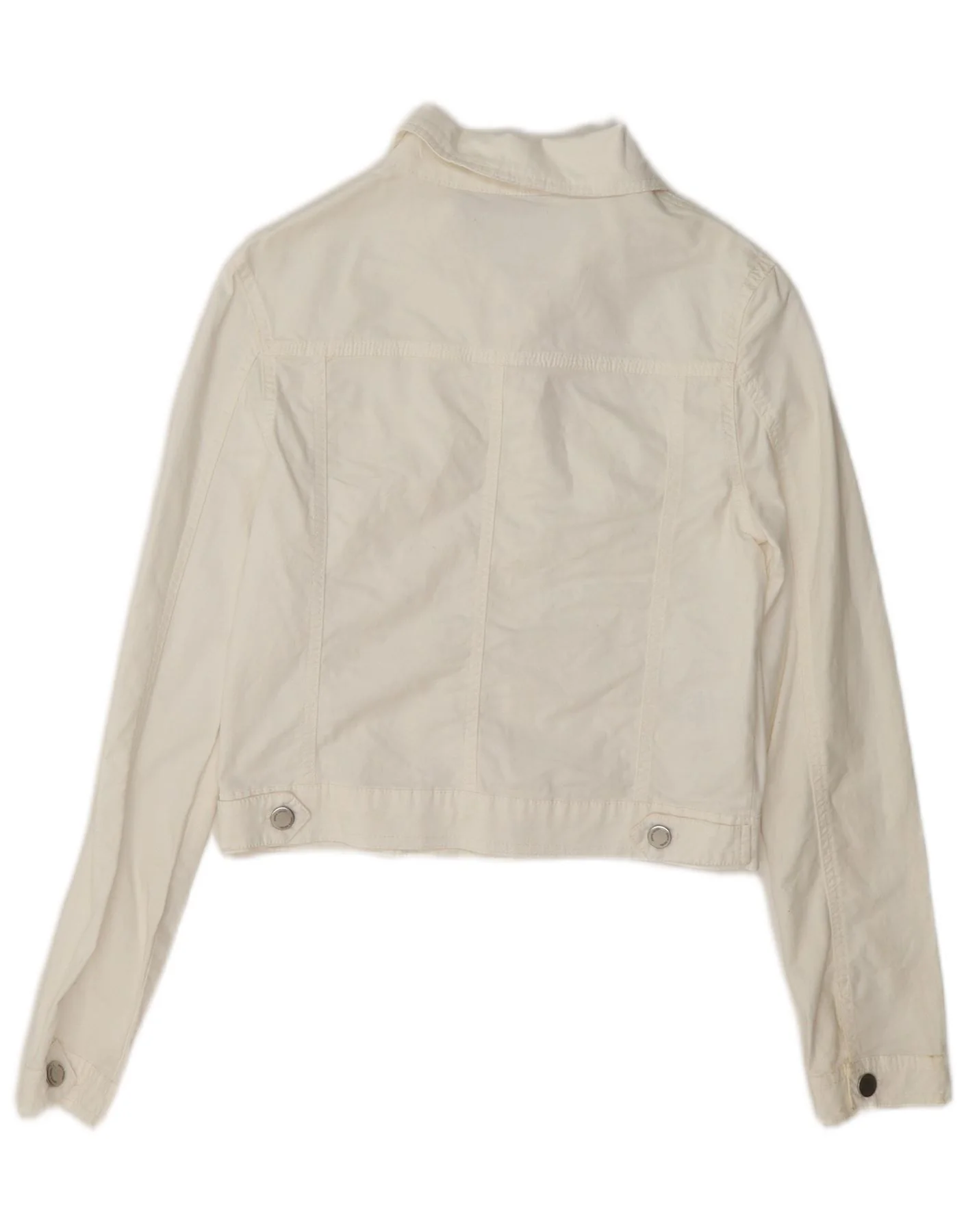 Pierre Cardin Womens Crop Denim Jacket IT 44 Medium White Cotton - Image 2