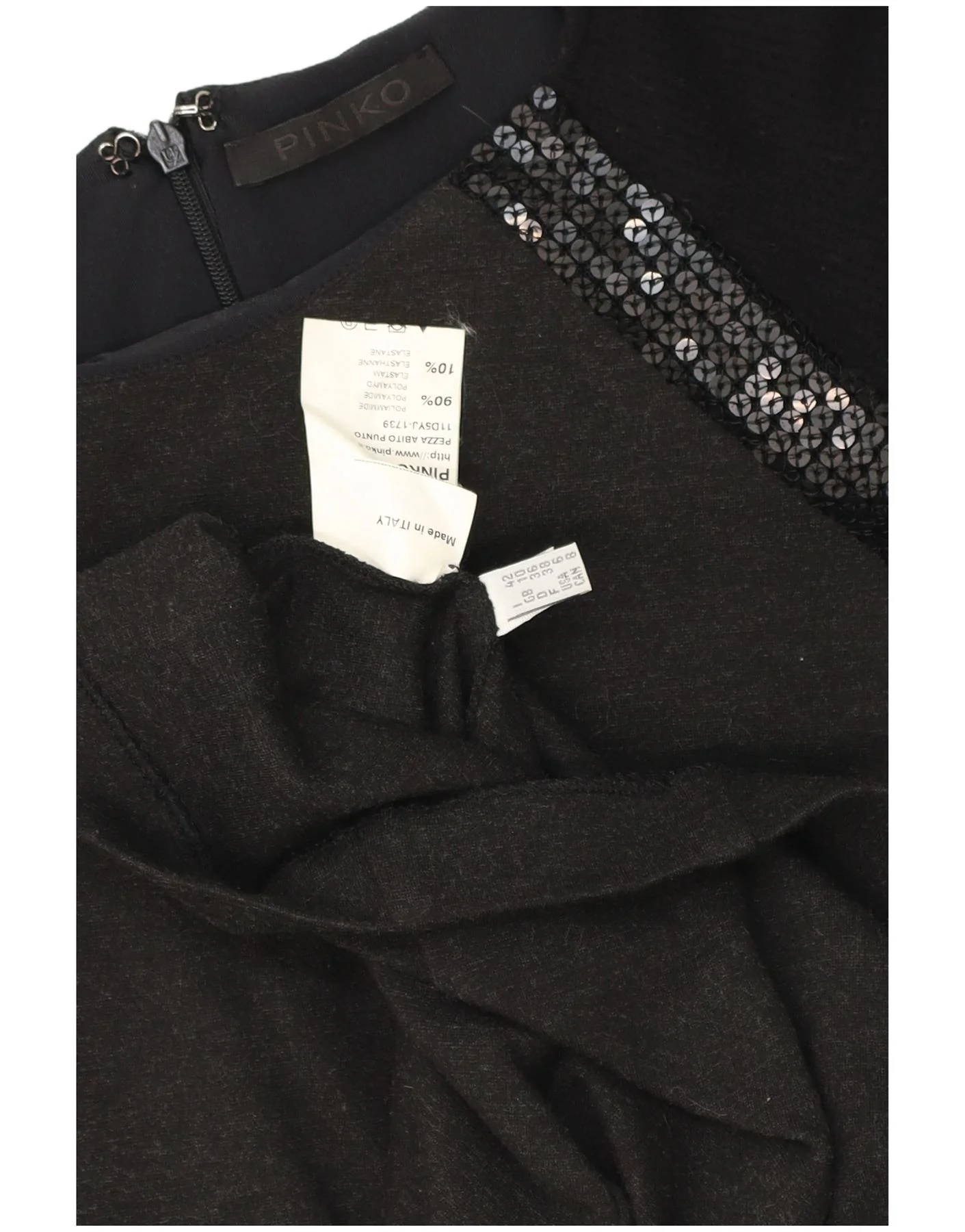 Pinko Womens Long Sleeve Bodycon Dress UK 10 Small Grey Polyester - Image 3