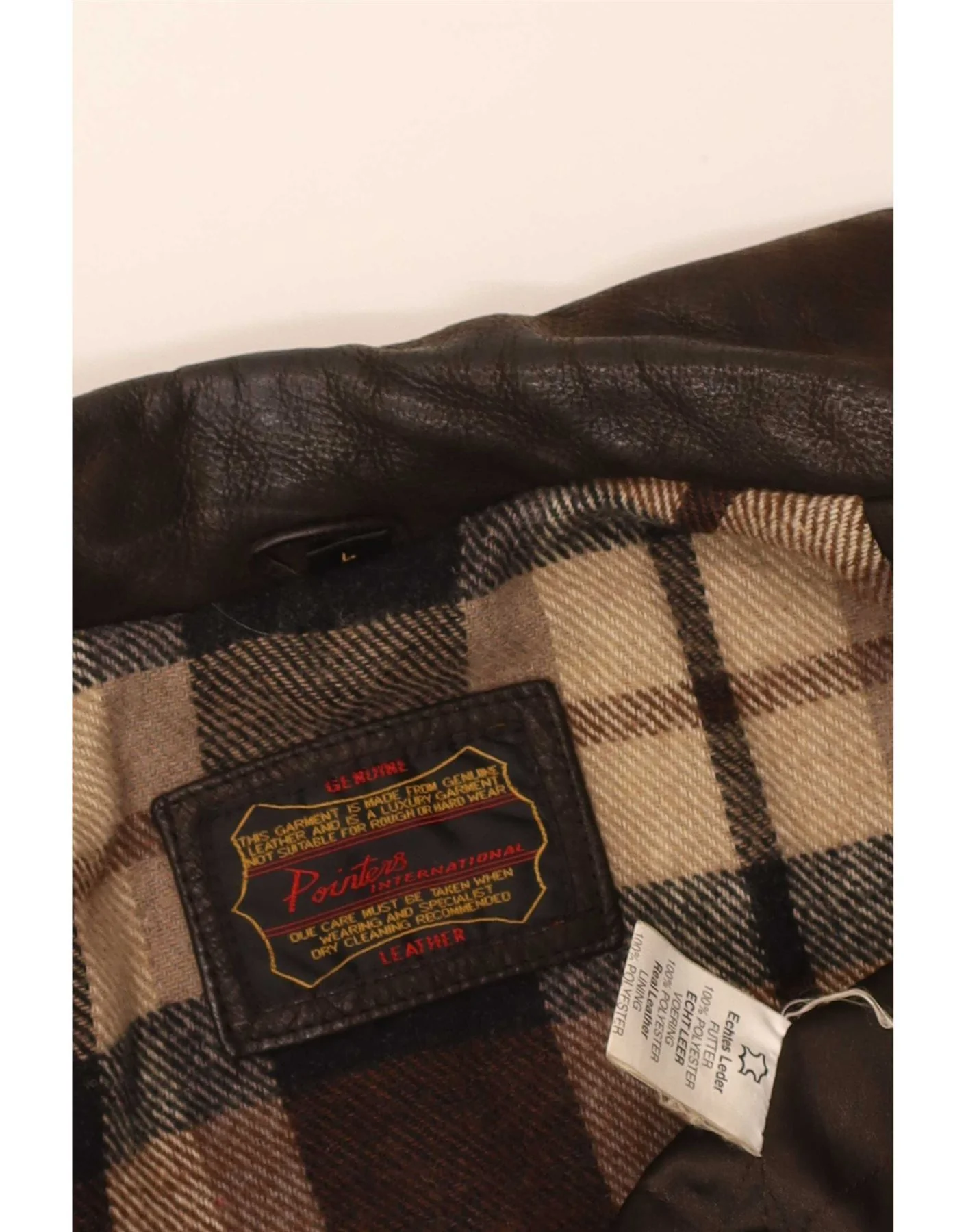 Pointers Mens Leather Jacket UK 40 Large Brown - Image 3