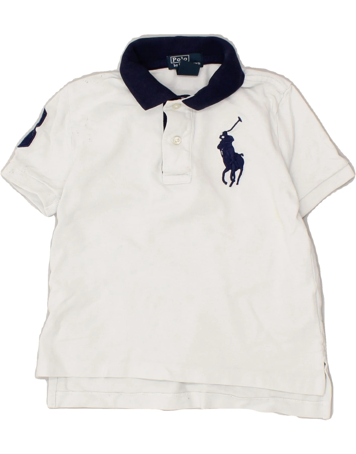 POLO RALPH LAUREN Boys Graphic Polo Shirt 2-3 Years White Cotton