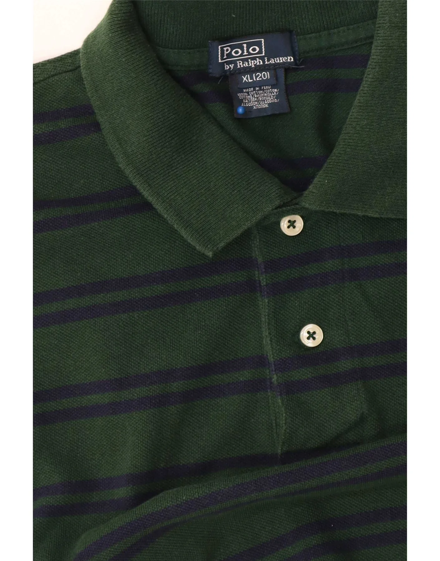 Polo Ralph Lauren Boys Shirt 15-16 Years XL Green Striped Cotton - Image 3