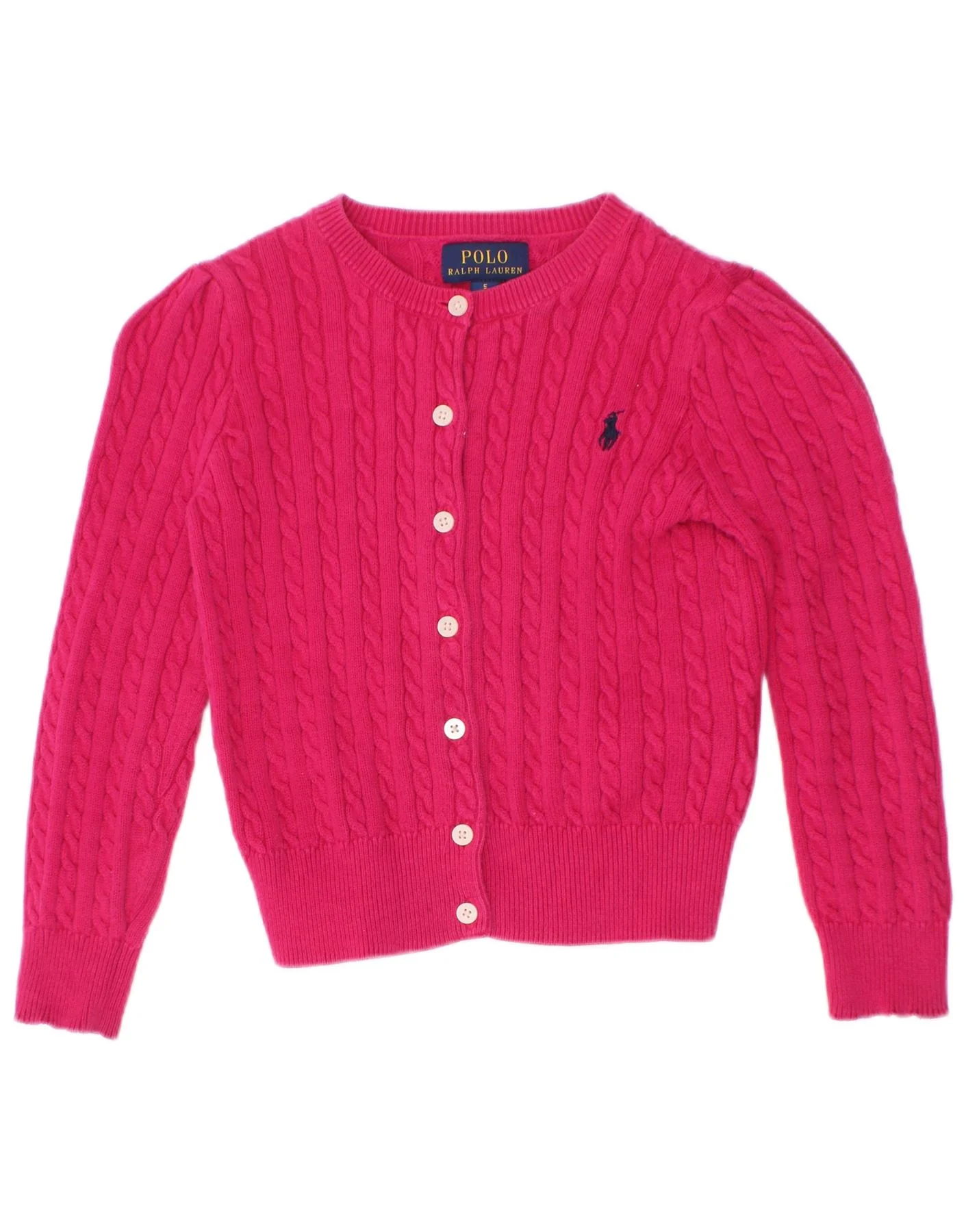 Polo Ralph Lauren Girls Cardigan Sweater 4-5 Years Pink Cotton