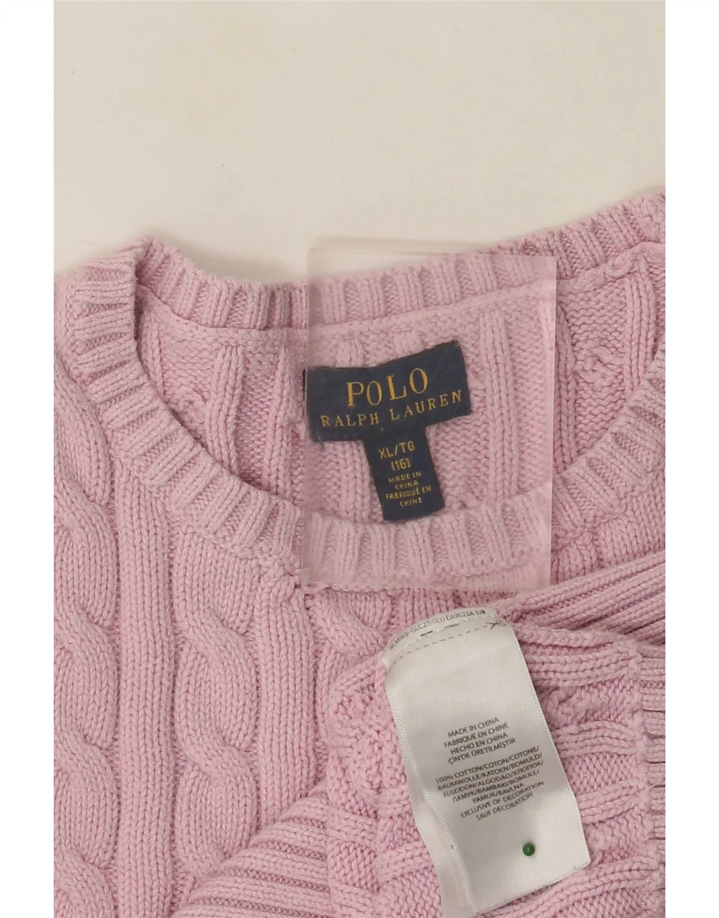 Polo Ralph Lauren Girls Crop Crew Neck Jumper Sweater 15-16 Years XL Pink - Image 5