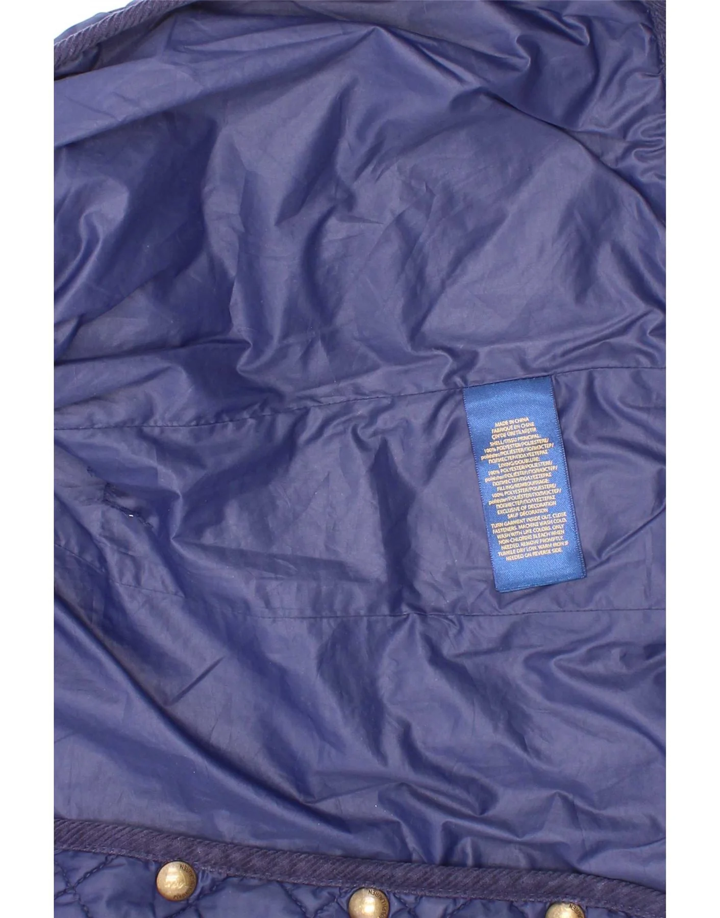 Polo Ralph Lauren Girls Quilted Jacket 5-6 Years Navy Blue Polyester - Image 4