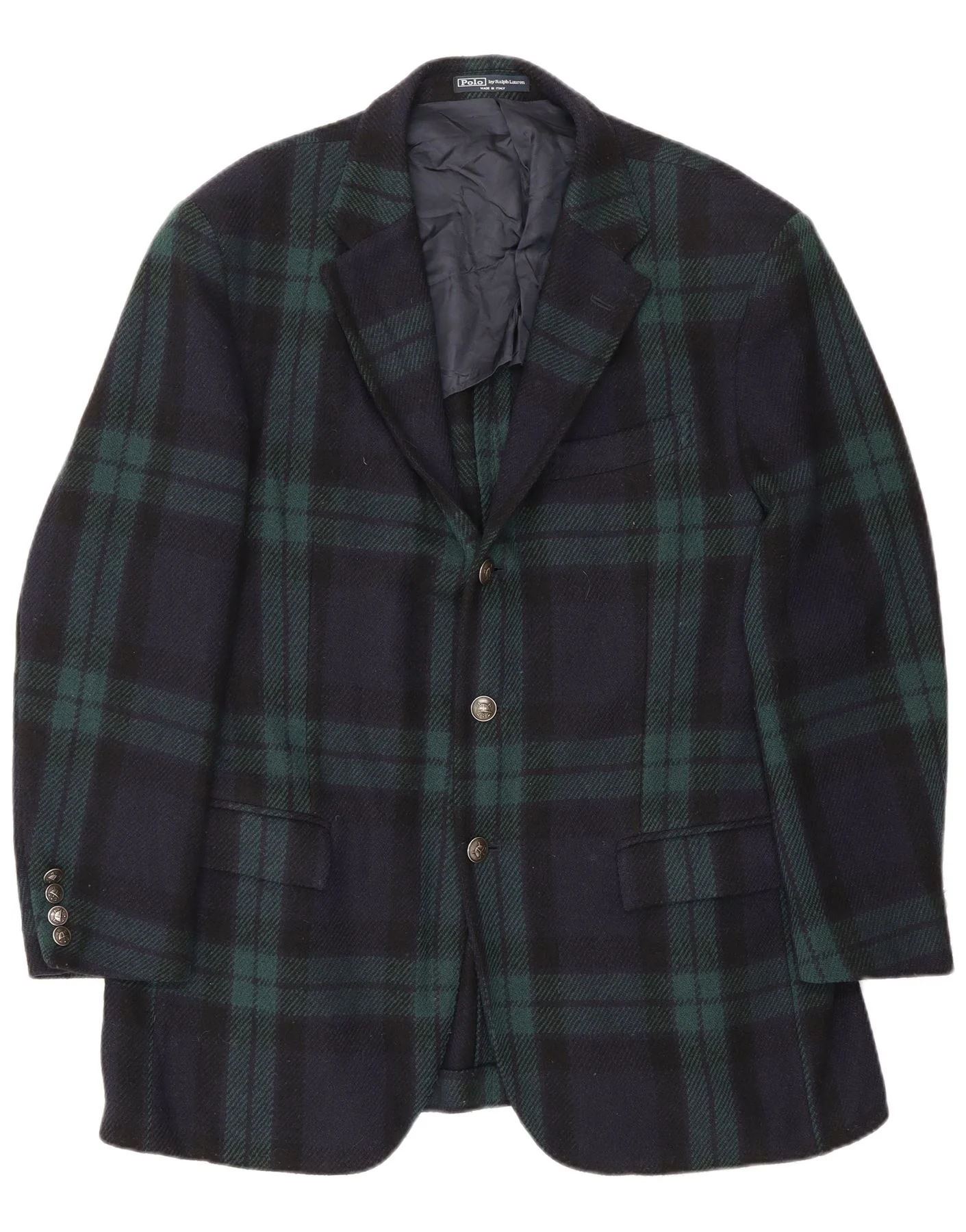 Polo Ralph Lauren Mens 3 Button Blazer Jacket EU 54 2XL Navy Blue Plaid