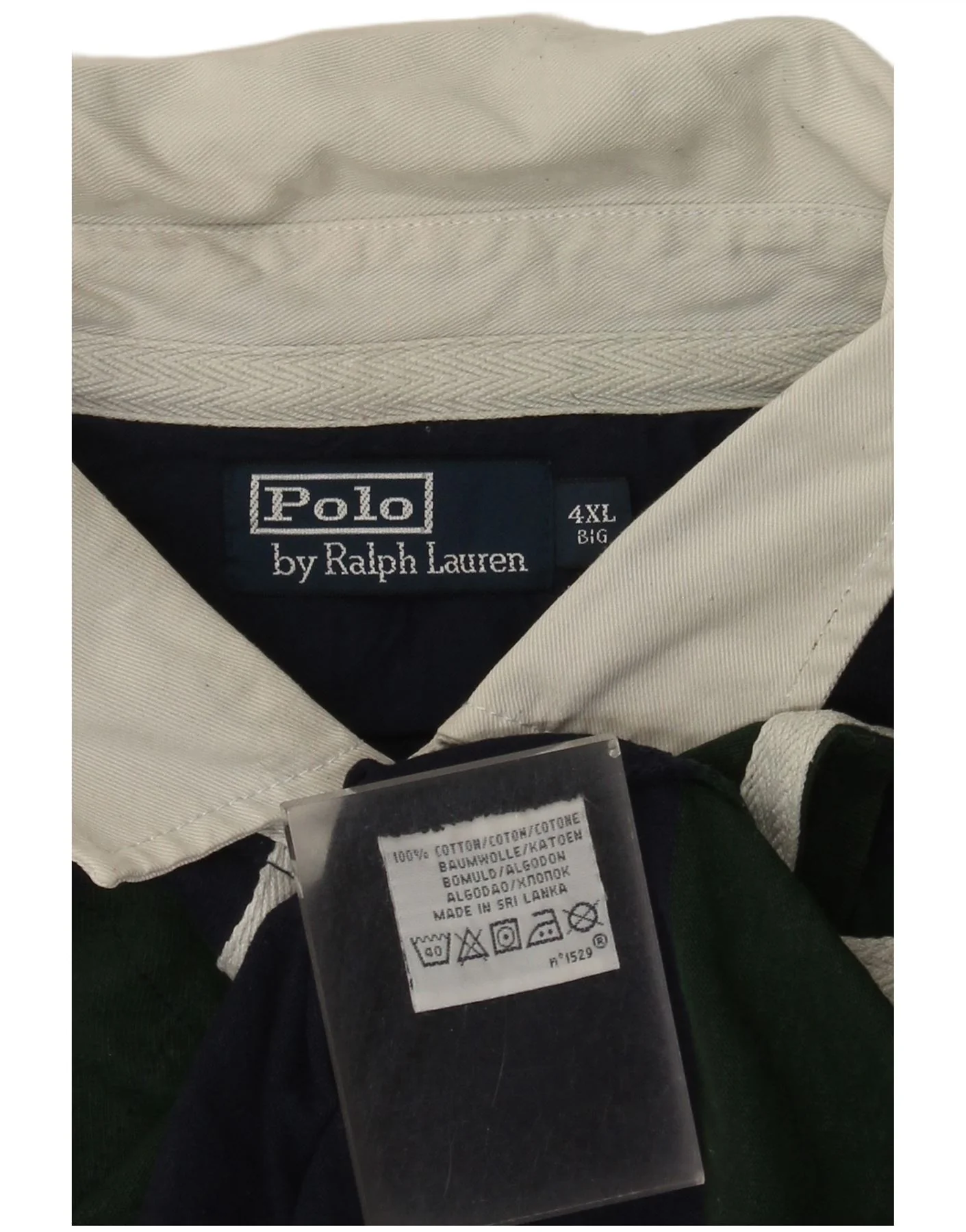 Polo Ralph Lauren Mens Big Long Sleeve Rugby Shirt 4XL Green Striped Cotton - Image 3