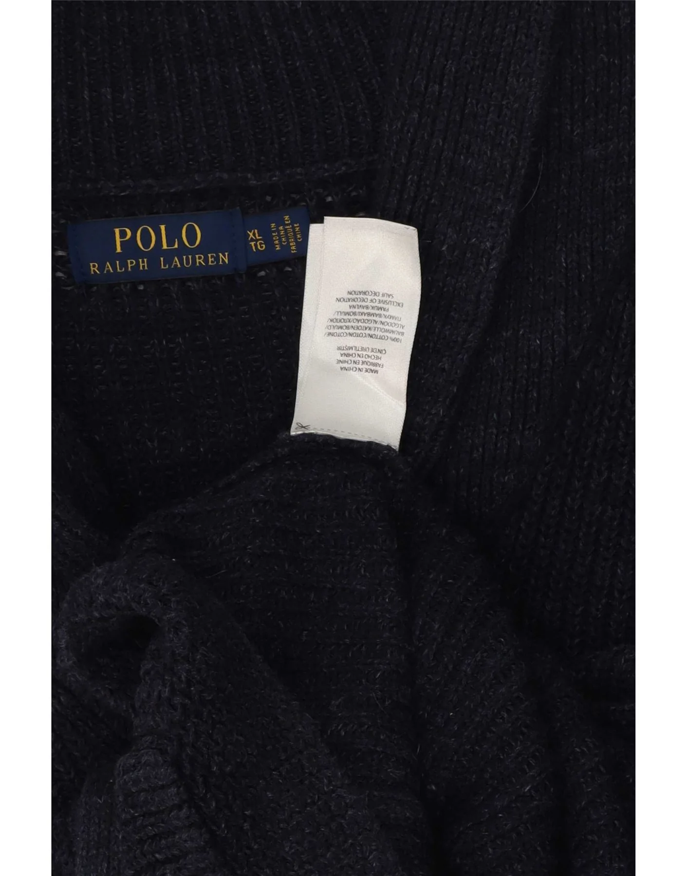 Polo Ralph Lauren Mens Cardigan Sweater XL Navy Blue Cotton - Image 3