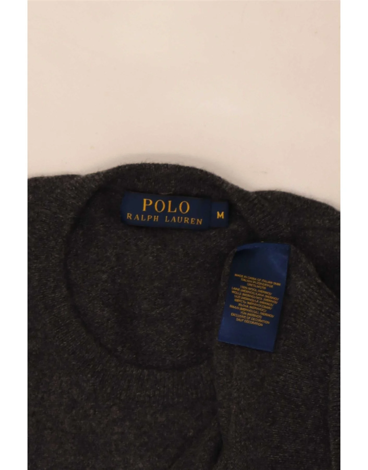 Polo Ralph Lauren Mens Crew Neck Jumper Sweater Medium Grey Wool - Image 4