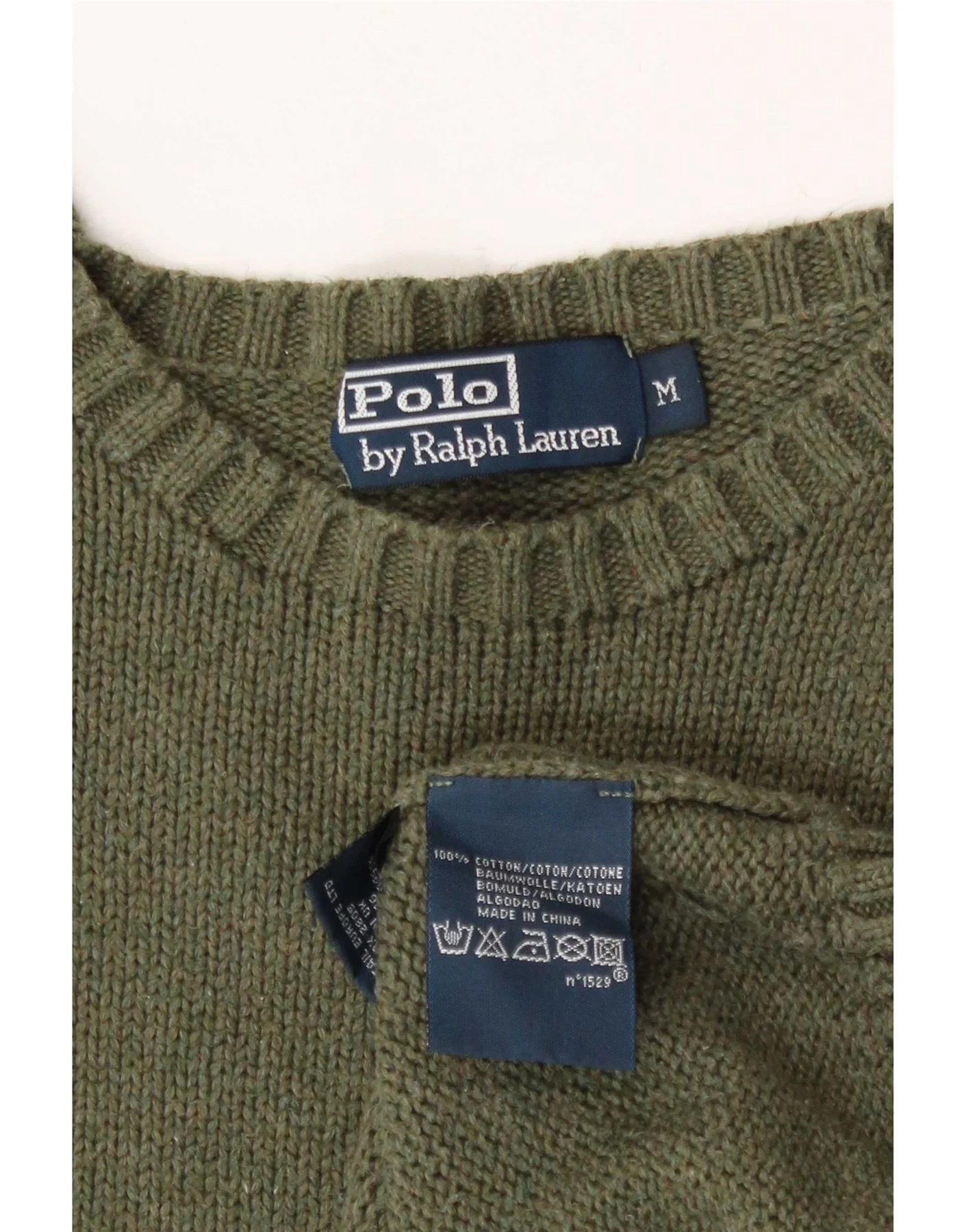 Polo Ralph Lauren Mens Crew Neck Jumper Sweater Medium Khaki Cotton - Image 3