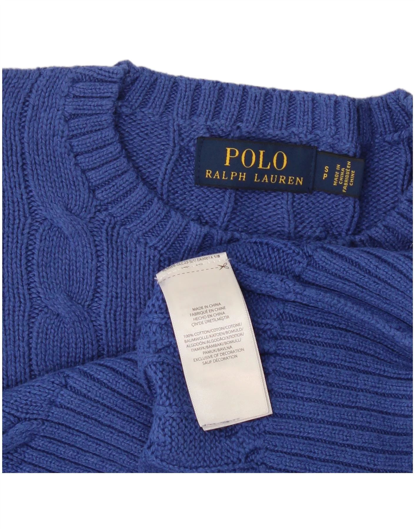 Polo Ralph Lauren Mens Crew Neck Jumper Sweater Small Blue Cotton - Image 3