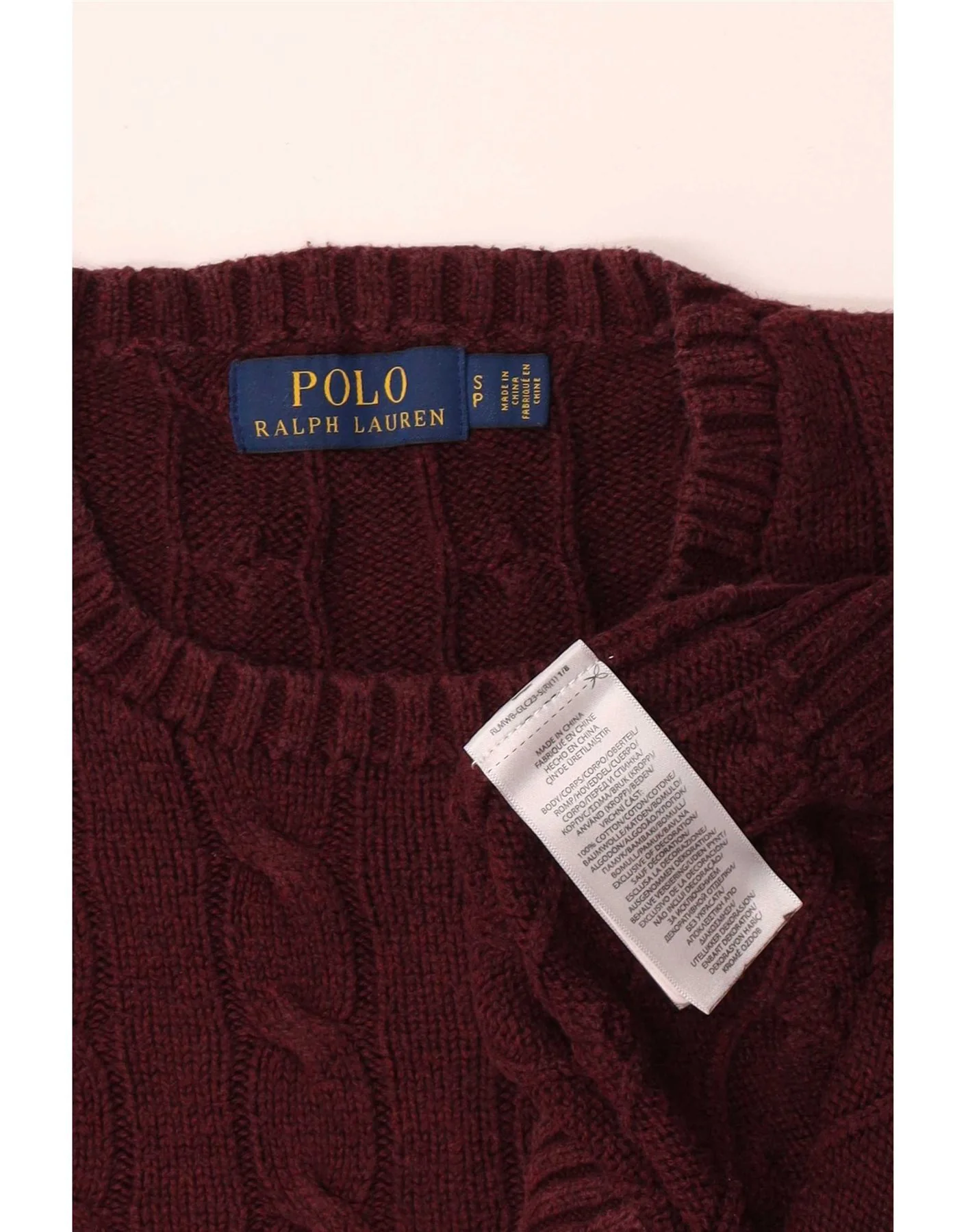 Polo Ralph Lauren Mens Crew Neck Jumper Sweater Small Maroon Cotton - Image 3