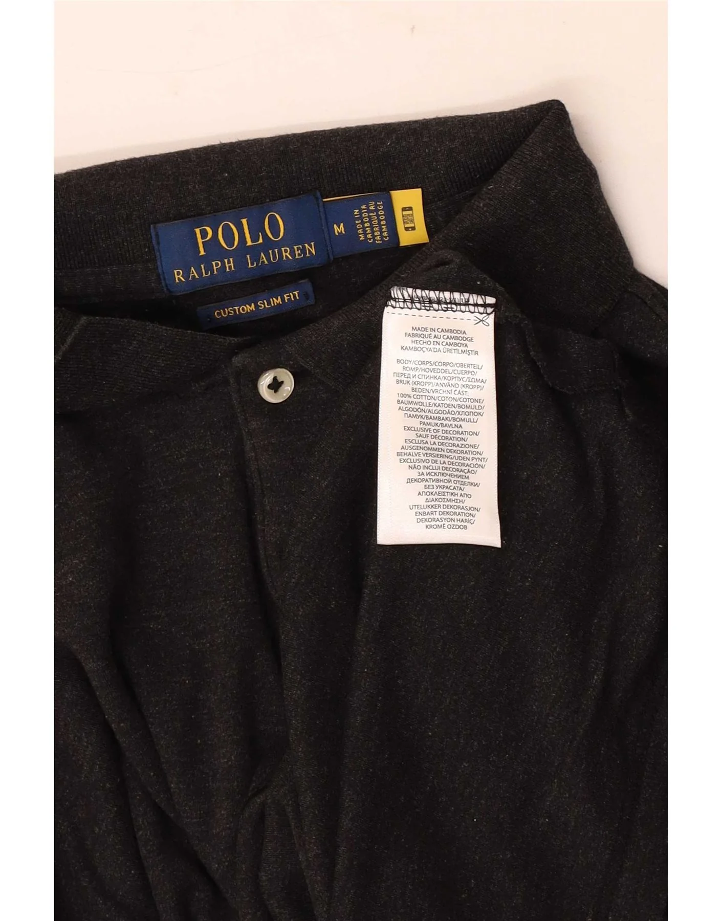 Polo Ralph Lauren Mens Custom Slim Fit Shirt Medium Grey Cotton - Image 4