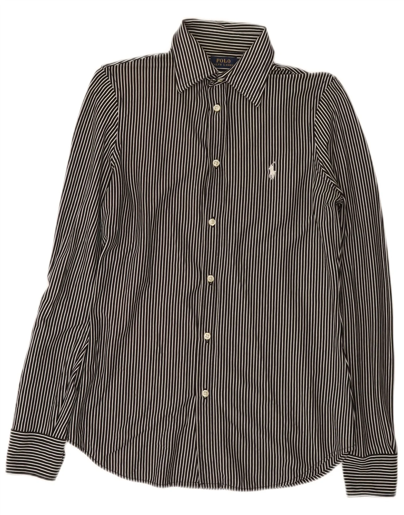 Polo Ralph Lauren Mens Dress Shirt Small Black Pinstripe Cotton