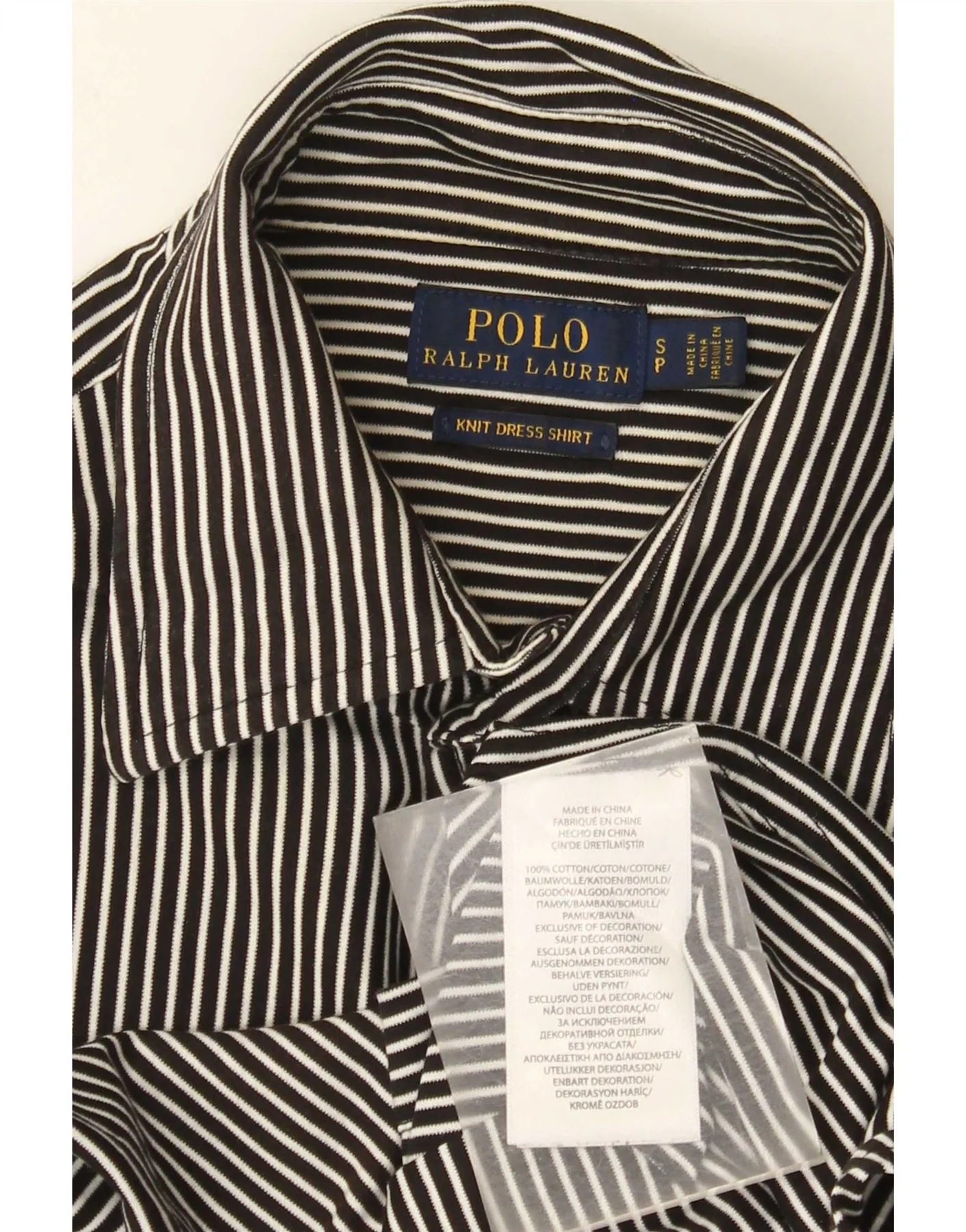 Polo Ralph Lauren Mens Dress Shirt Small Black Pinstripe Cotton - Image 3