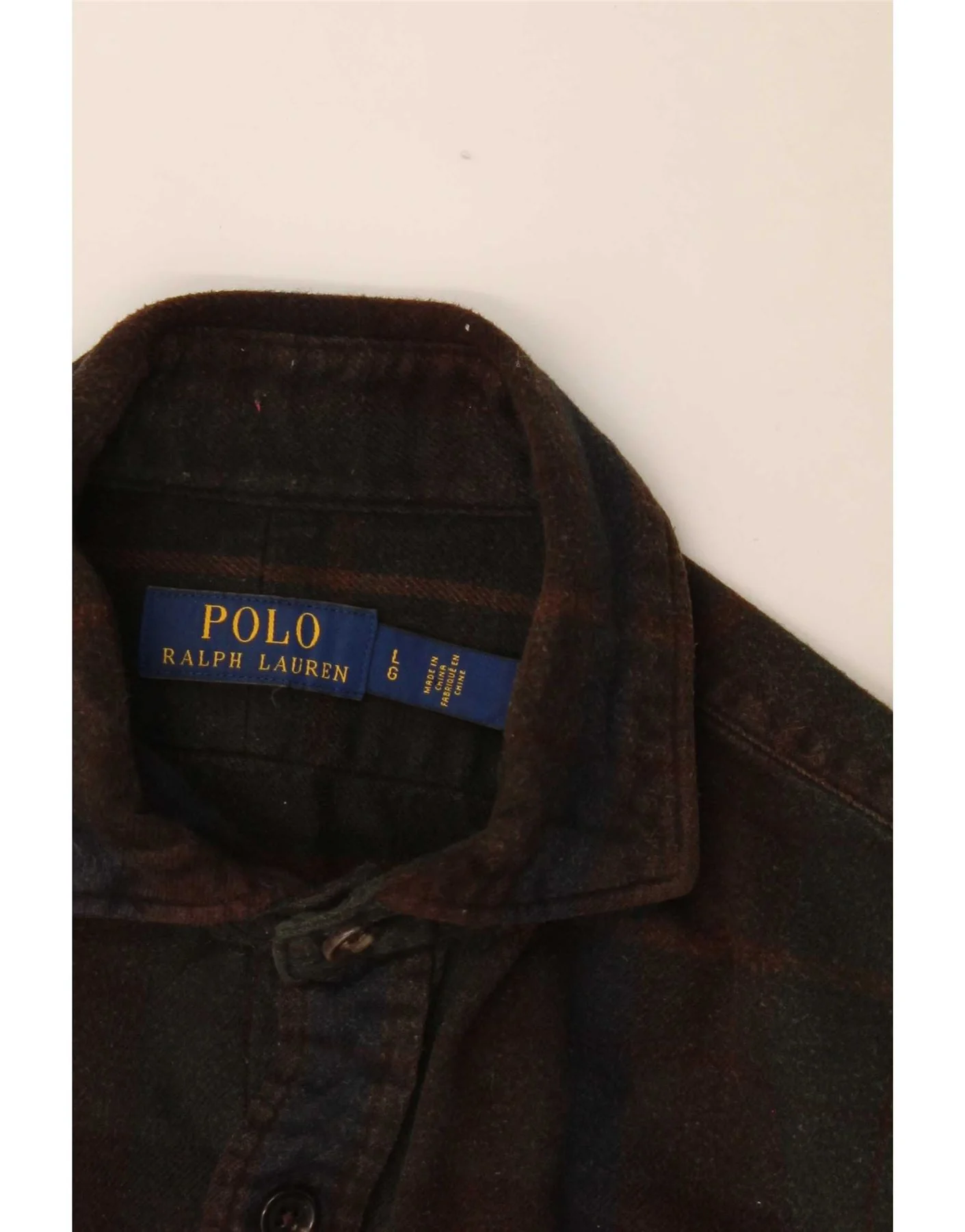 Polo Ralph Lauren Mens Flannel Shirt Large Brown Check Cotton - Image 3