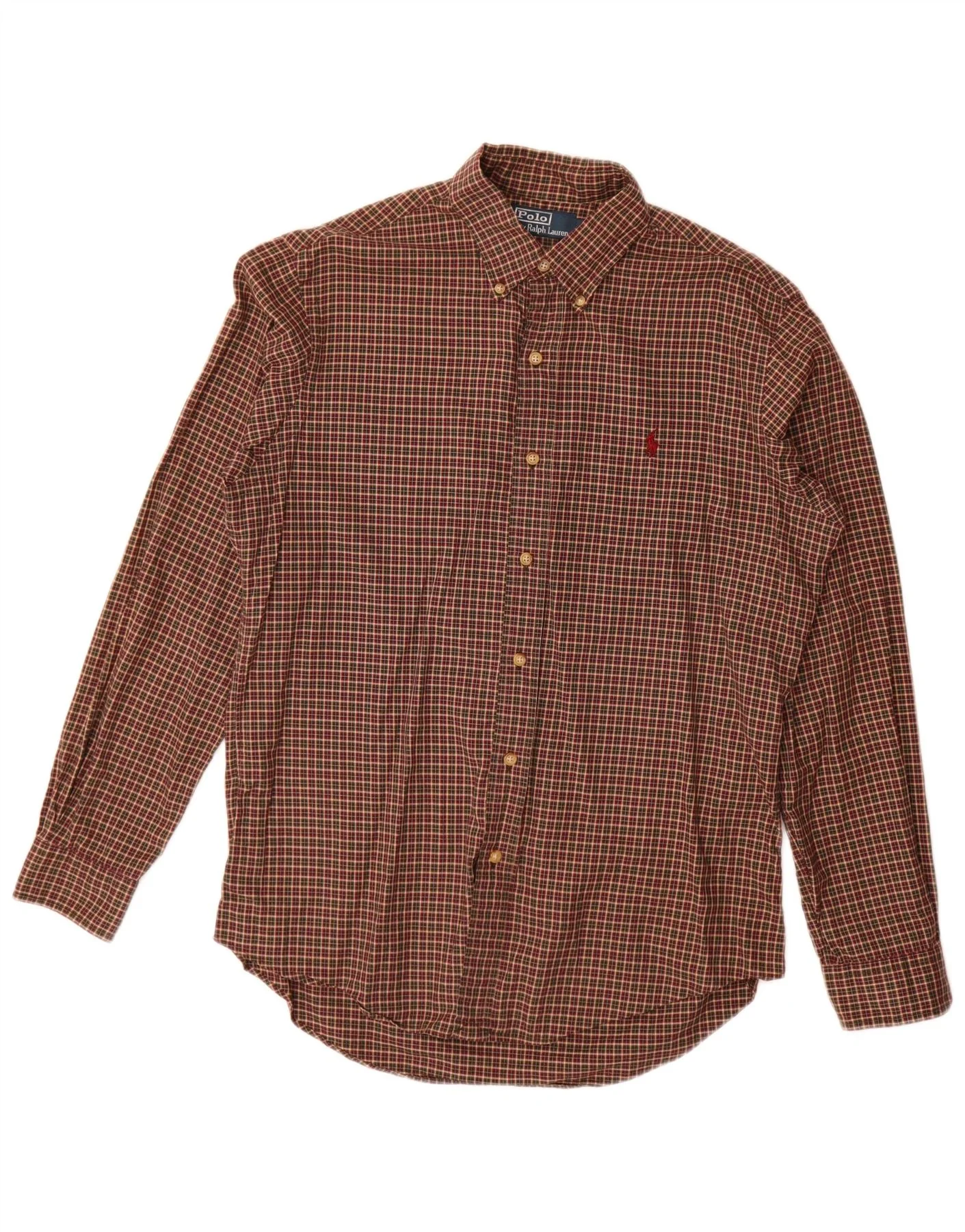 Polo Ralph Lauren Mens Flannel Shirt Medium Brown Check Cotton