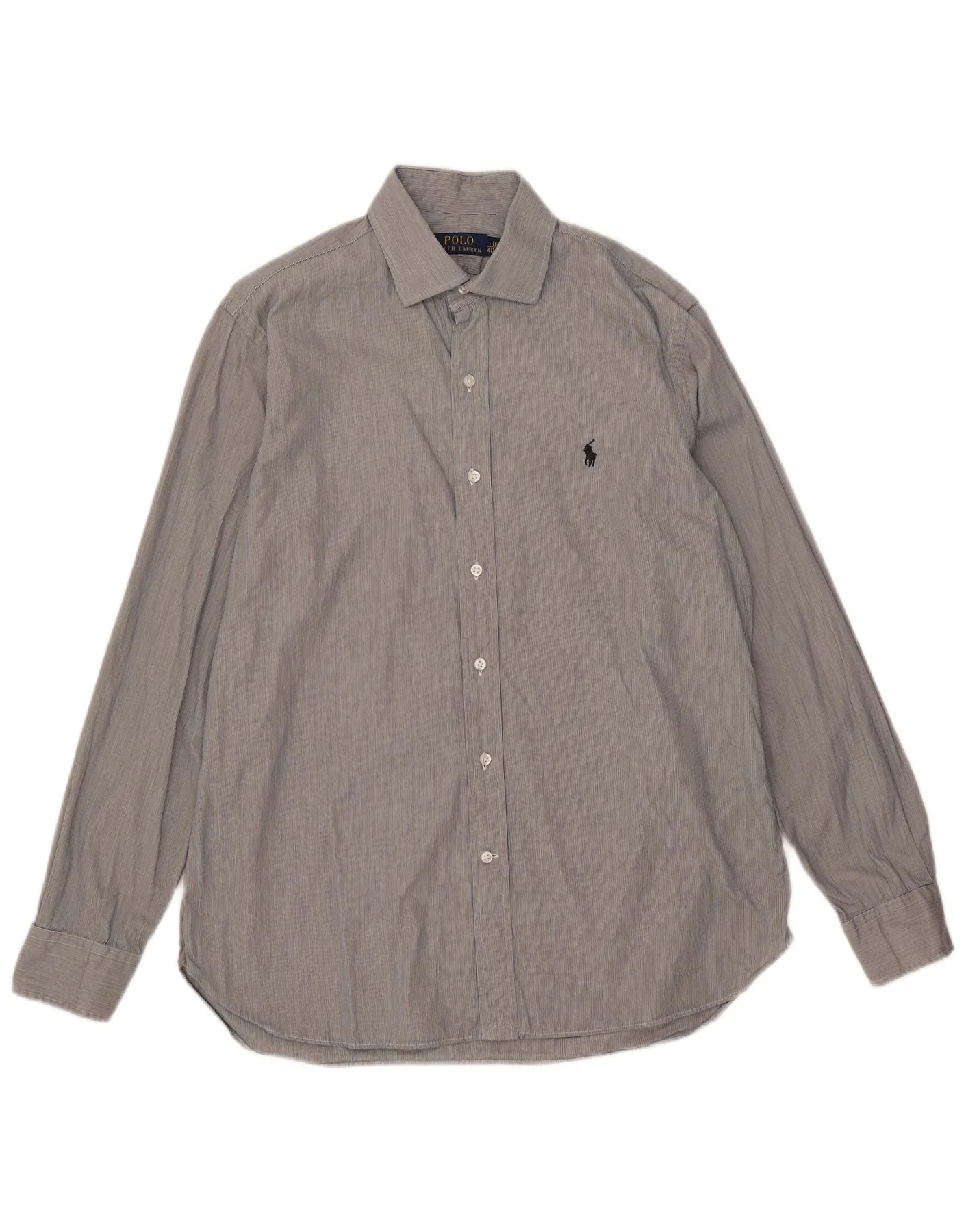 Polo Ralph Lauren Mens Shirt Size 40/41 16 Large Grey Pinstripe Cotton