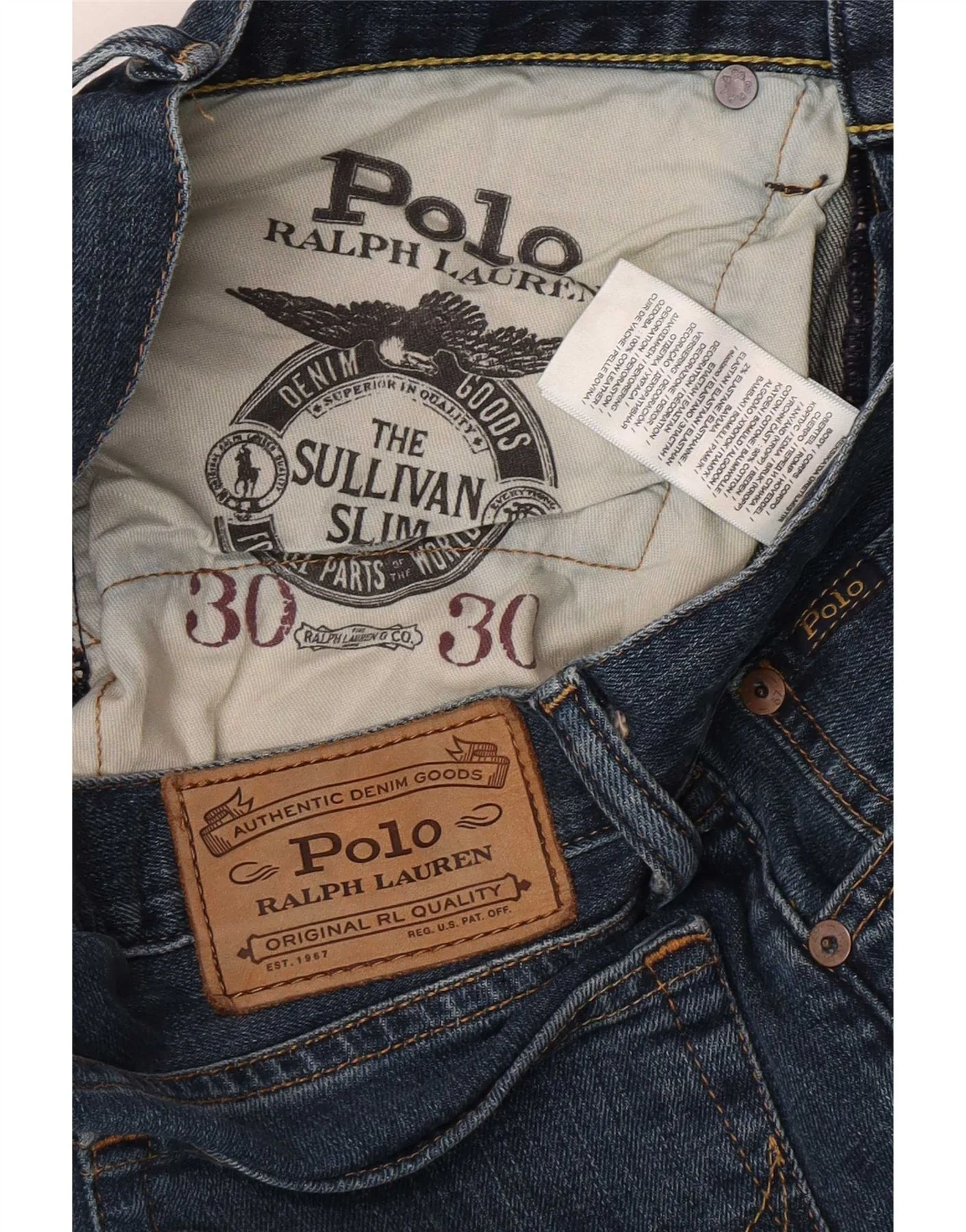 Polo Ralph Lauren Mens Slim Jeans W30 L30 Blue Cotton - Image 3