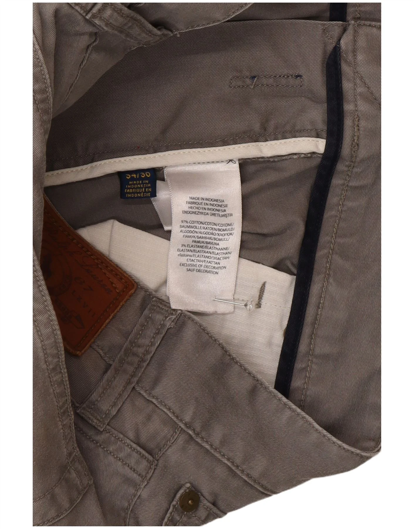 Polo Ralph Lauren Mens Straight Casual Trousers W34 L30 Grey Cotton - Image 3