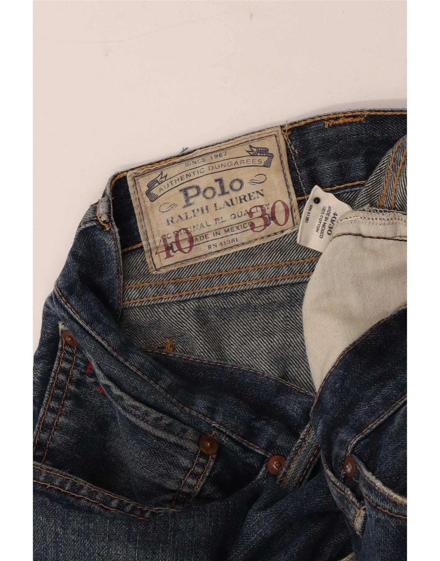 Polo Ralph Lauren Mens Straight Jeans W40 L30 Blue Cotton - Image 5