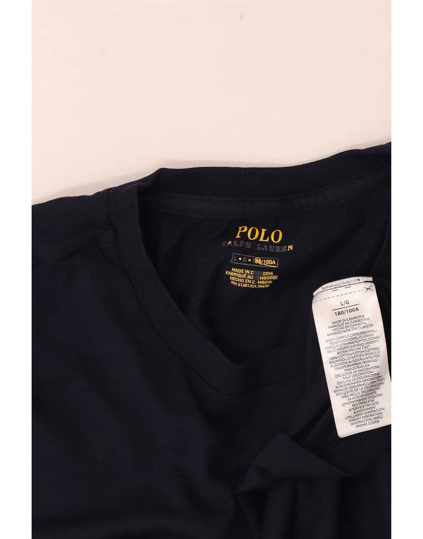 Polo Ralph Lauren Mens T-Shirt Top Large Navy Blue Cotton - Image 3