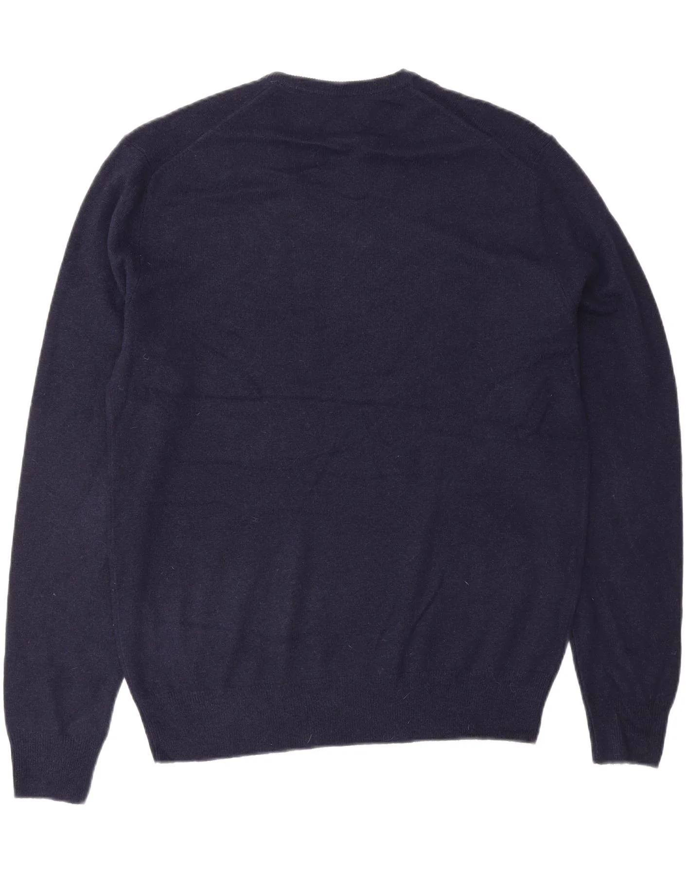 POLO RALPH LAUREN Mens V-Neck Jumper Sweater Medium Navy Blue Wool - Image 2