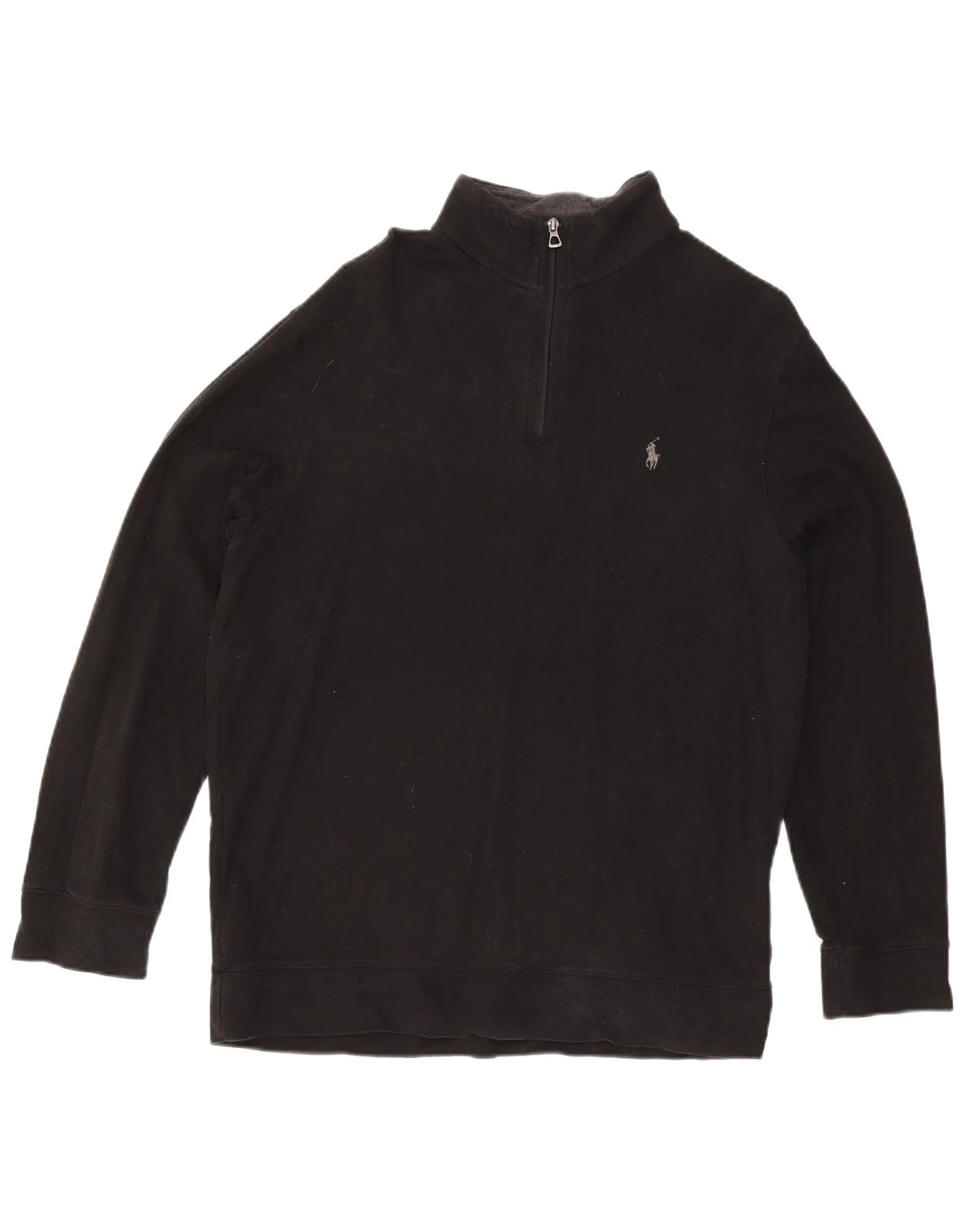 Polo Ralph Lauren Mens Zip Neck Sweatshirt Jumper Large Black Cotton