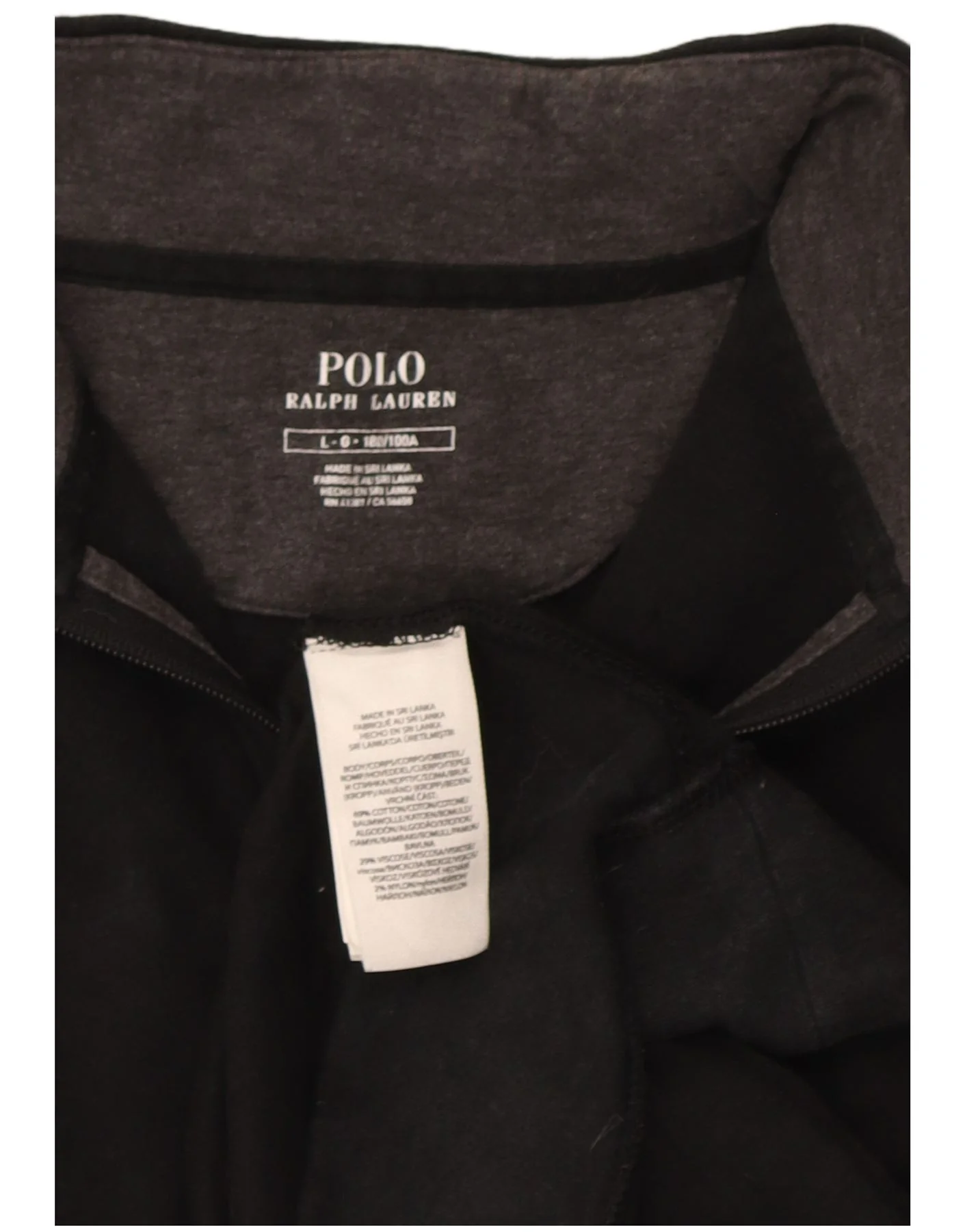 Polo Ralph Lauren Mens Zip Neck Sweatshirt Jumper Large Black Cotton - Image 6