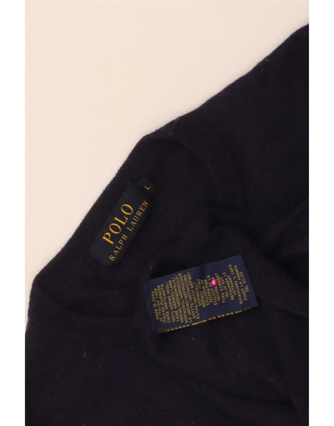 Polo Ralph Lauren Womens Crew Neck Jumper Sweater UK 14 Large Navy Blue - Image 3