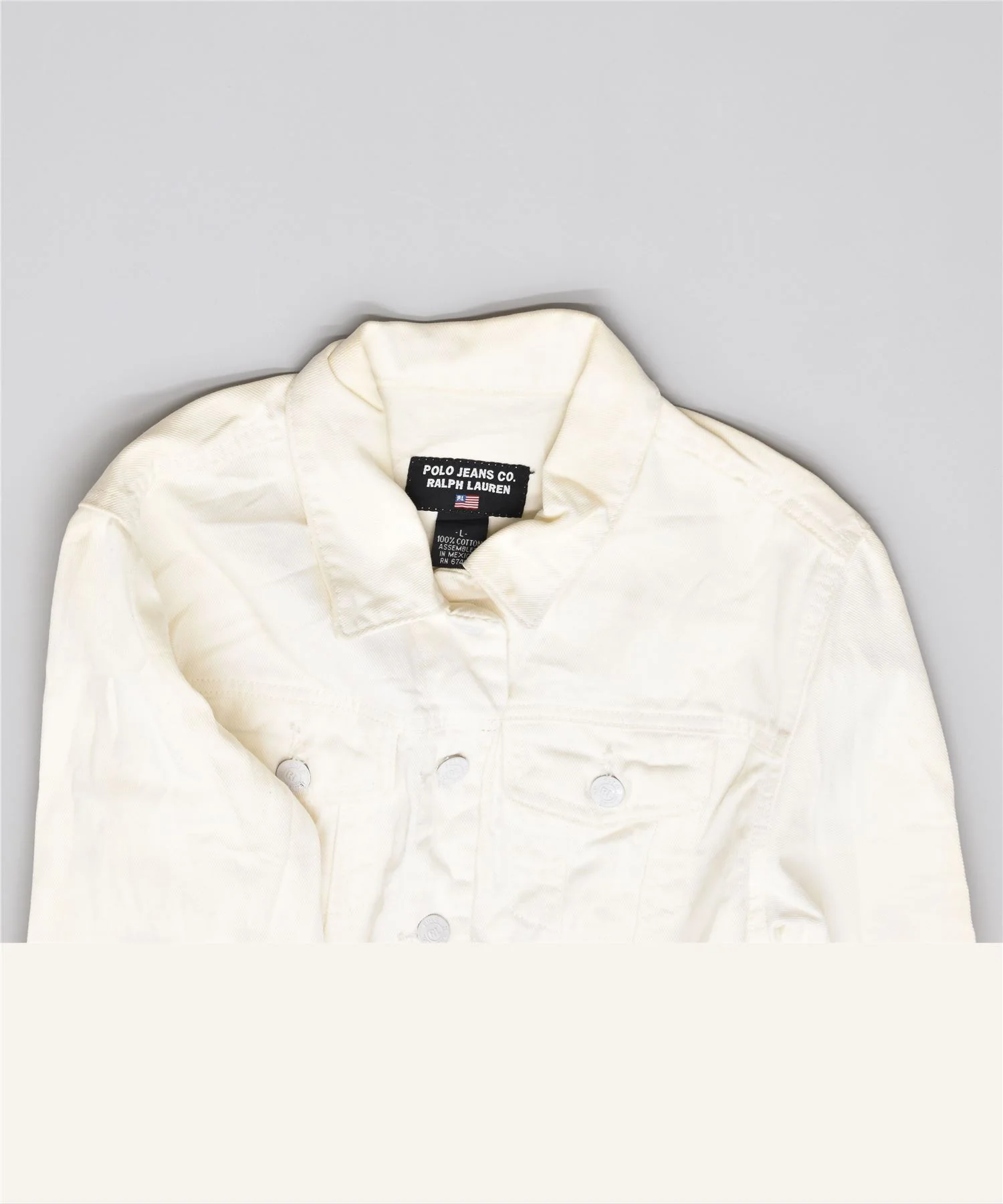 POLO RALPH LAUREN Womens Denim Jacket UK 14 Large White Cotton - Image 4