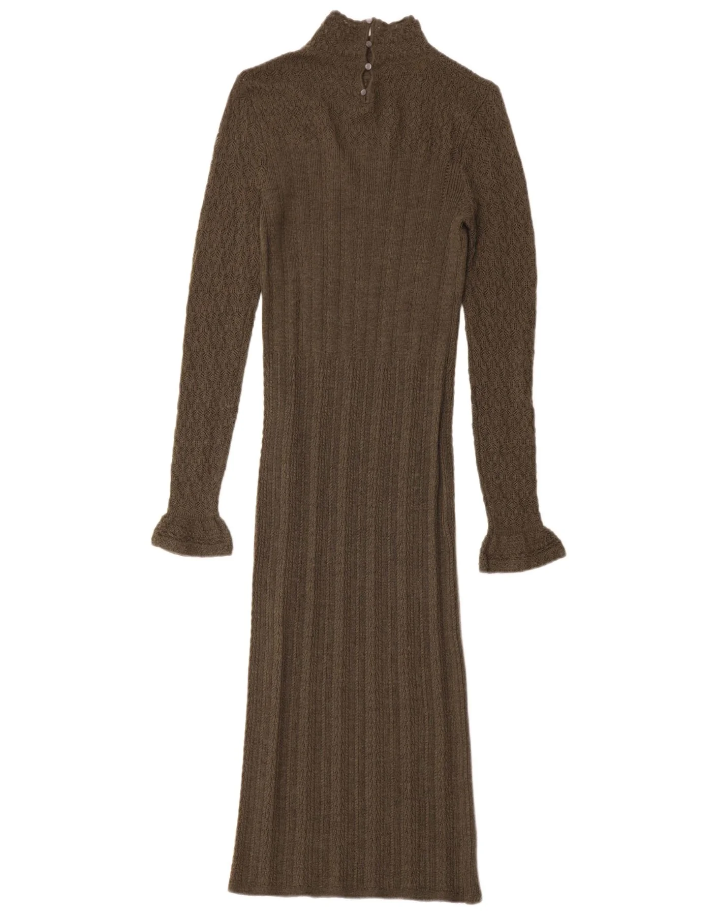 Polo Ralph Lauren Womens Long Sleeve Maxi Jumper Dress UK 6 XS Khaki Wool - Image 2