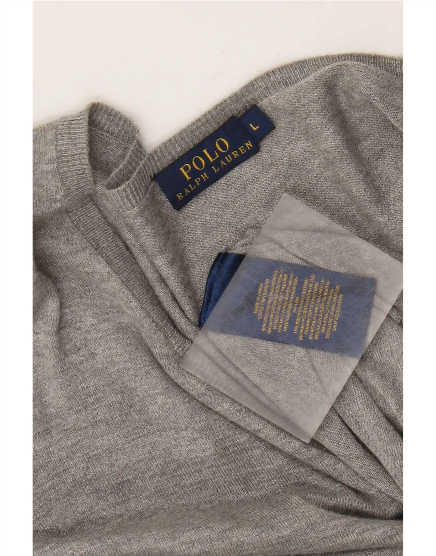 Polo Ralph Lauren Womens Oversized V-Neck Jumper Sweater UK 16 Large Grey - Image 3