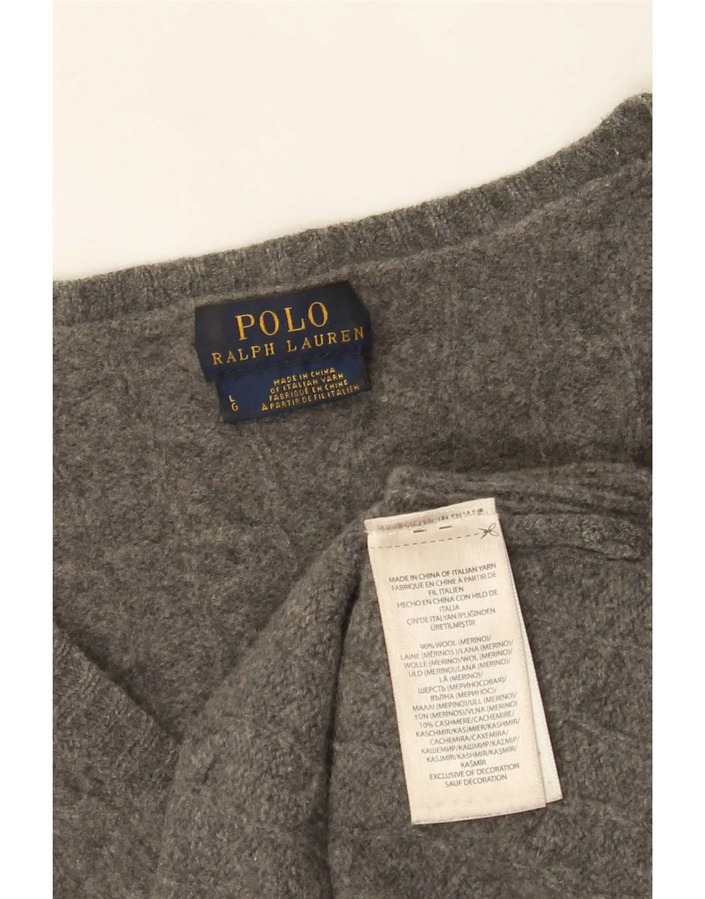 Polo Ralph Lauren Womens V-Neck Jumper Sweater UK 16 Large Grey Wool - Image 4