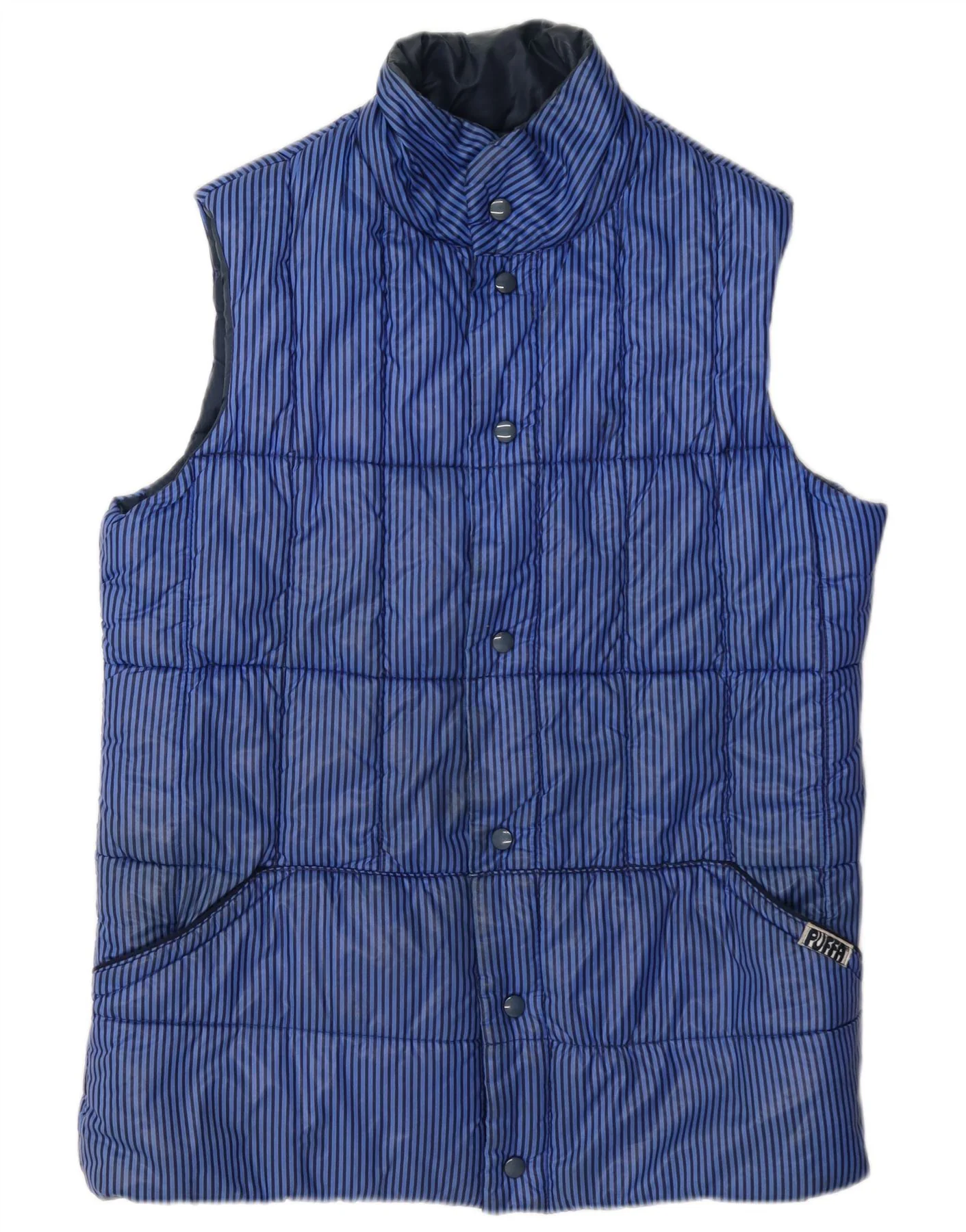 Puffa Mens Padded Gilet UK 40 Large Blue Pinstripe Nylon
