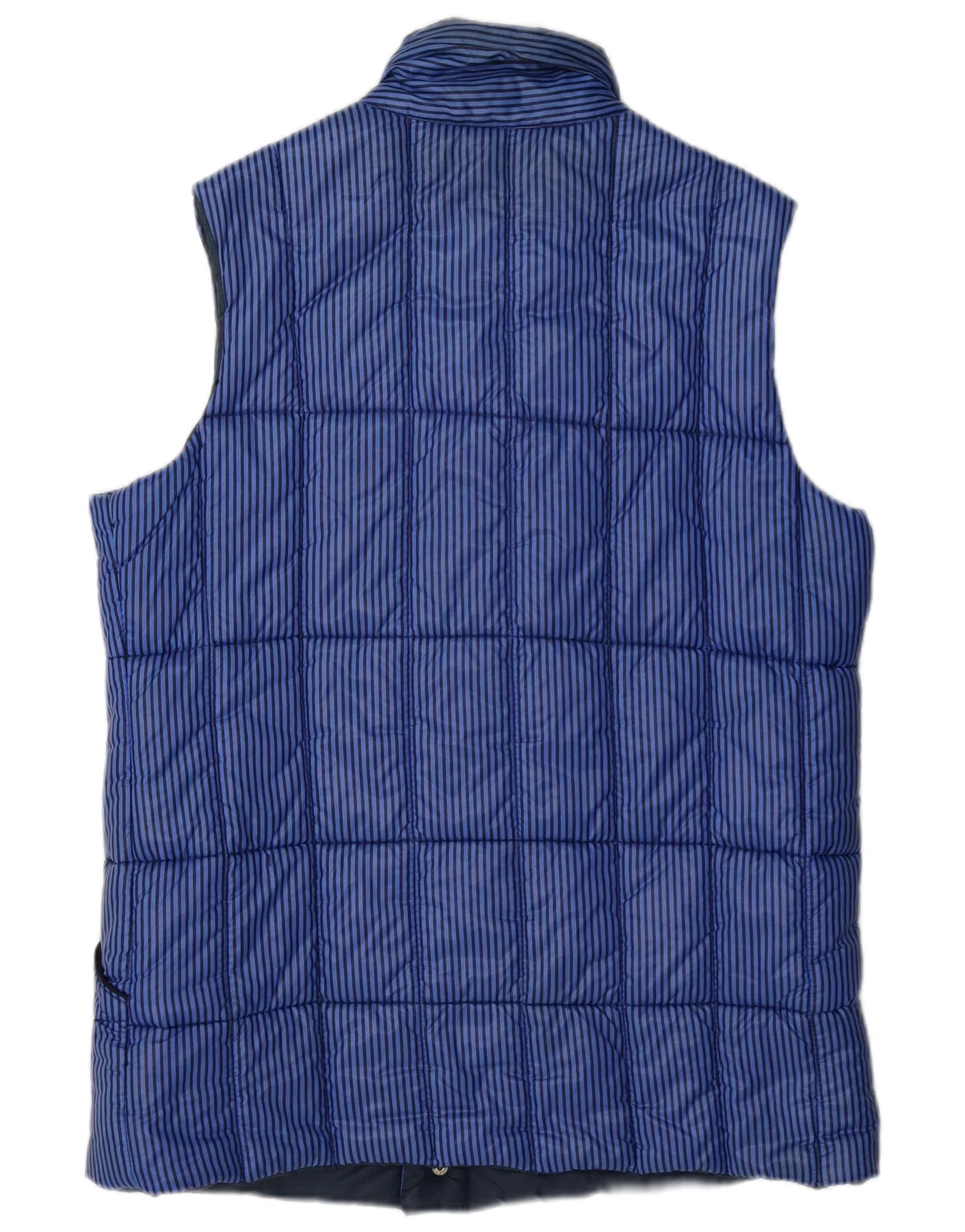 Puffa Mens Padded Gilet UK 40 Large Blue Pinstripe Nylon - Image 2